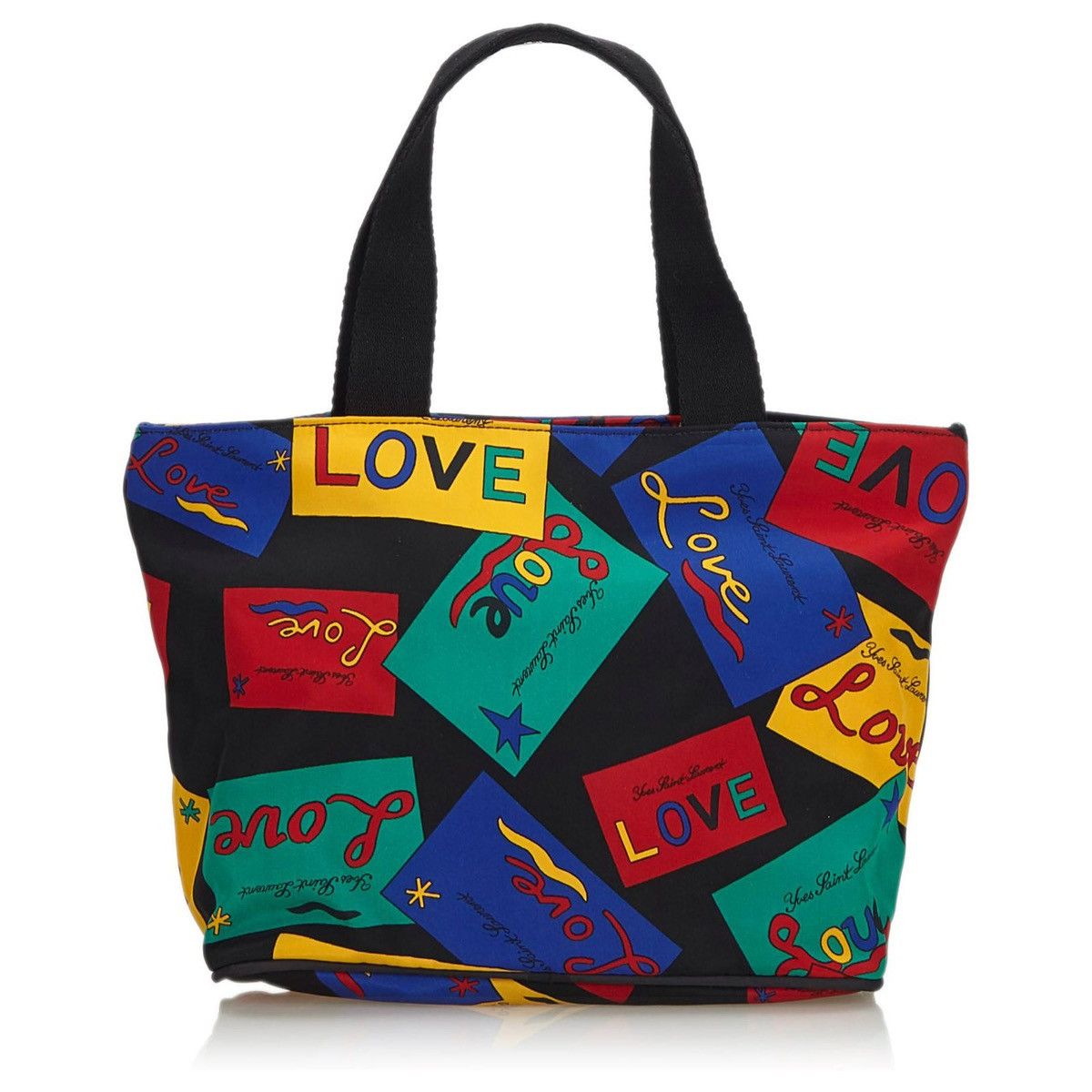 Yves Saint Laurent Yves Saint Laurent Black Love Printed Nylon Handbag/Tote Bag Size ONE SIZE - 1 Thumbnail