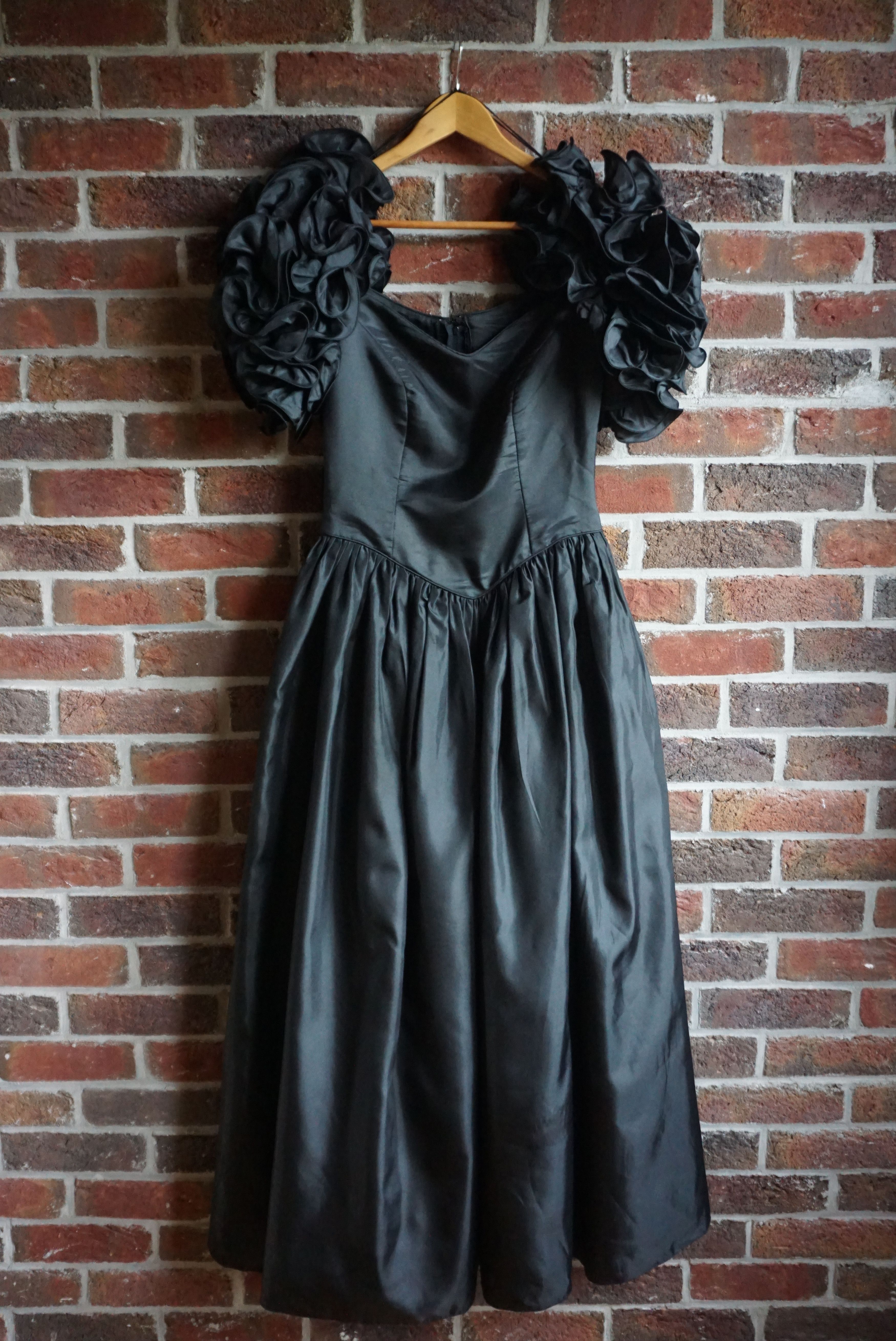 Vintage Vintage Ellis 80s long dress gown puff sleeves bow S Small Size M / US 6-8 / IT 42-44 - 4 Thumbnail