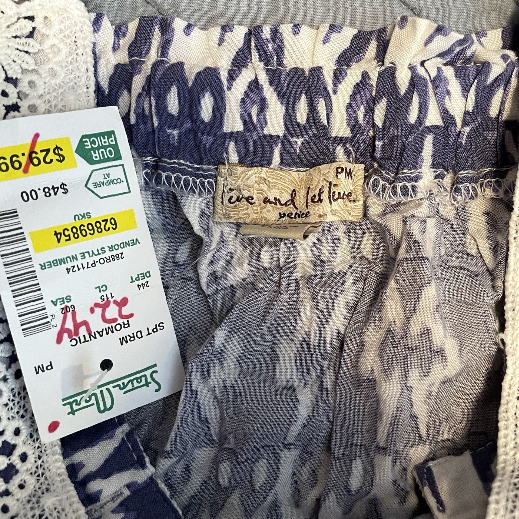 Olive One World Tank Boho Paisley Blue Women’s PM Petite M Fringe Pullover Knit Viscose Cold Shoulder Size M / US 6-8 / IT 42-44 - 7 Thumbnail
