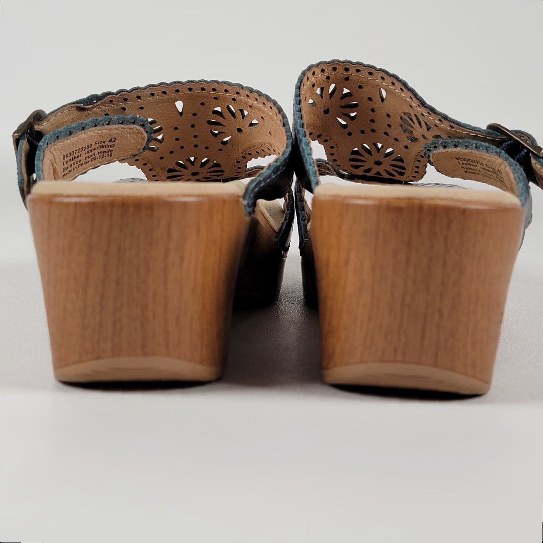 Dansko Dansko Women's Sandal Blue Flower Cut Leather Platform Heel 42 EU 11.5-12 Size US 11.5 / IT 41.5 - 6 Thumbnail