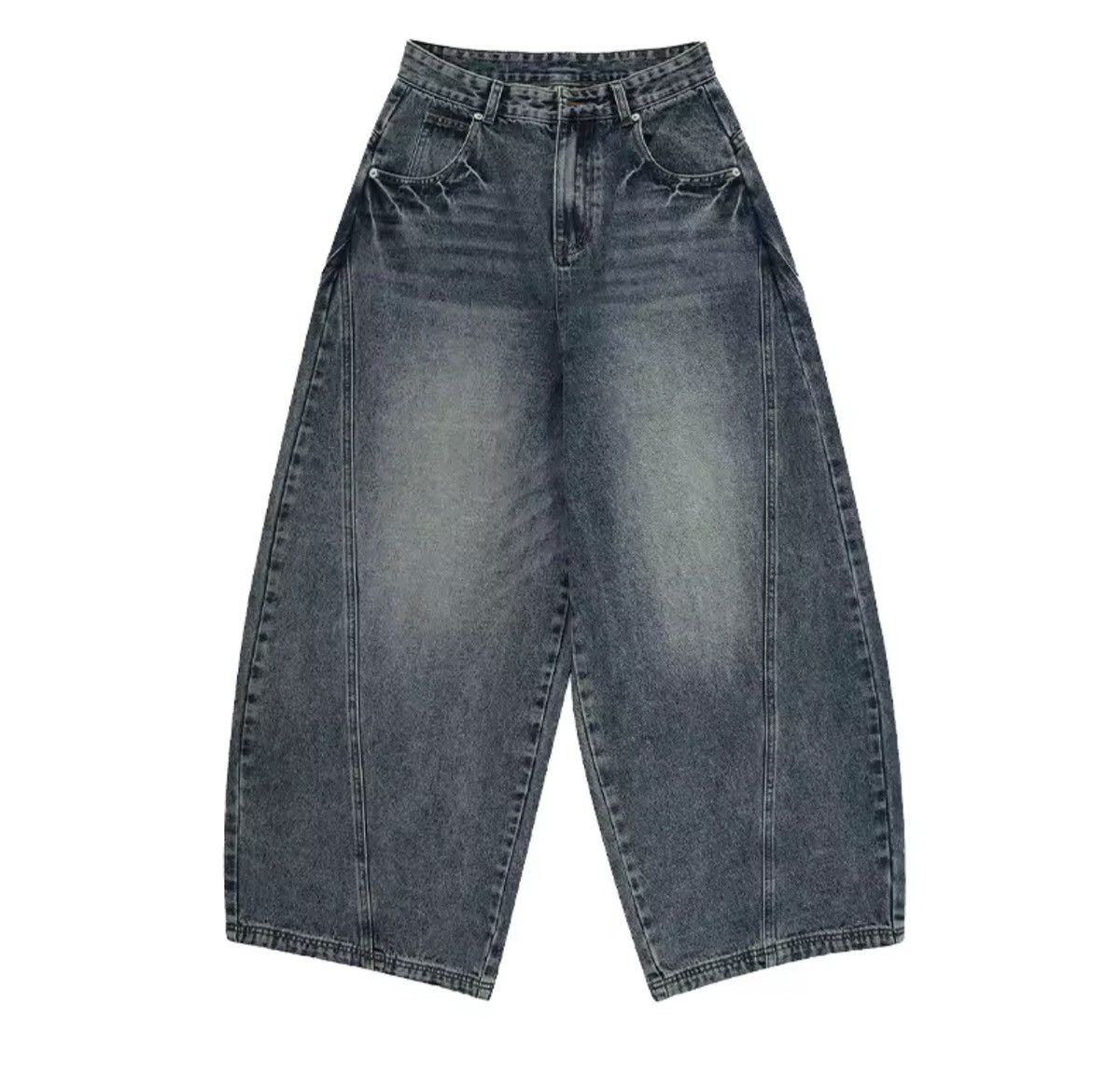 Japanese Brand Street Wash Distressed Men's Wide Leg Jeans Size US 29 - 3 Thumbnail