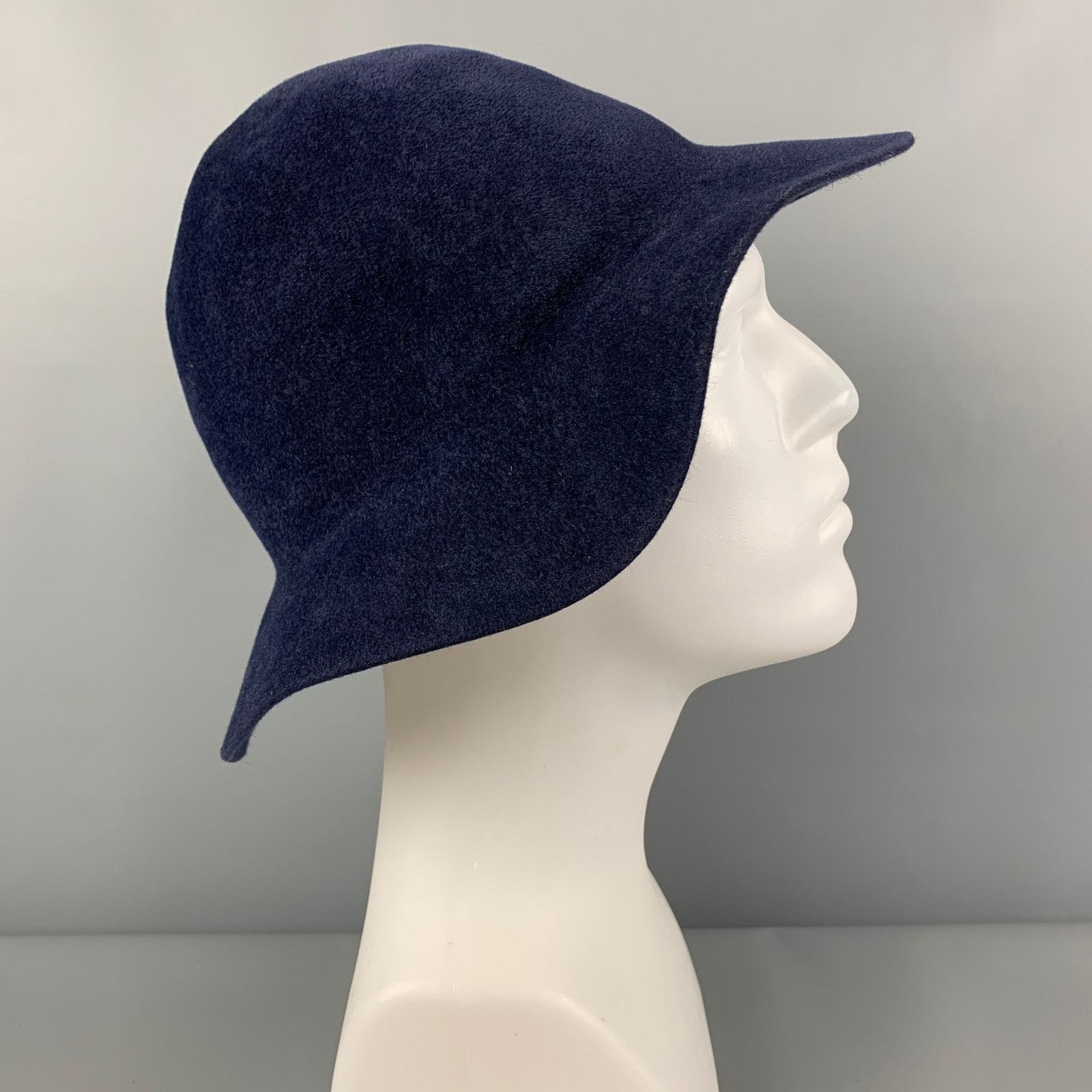 Burberry Prorsum Spring 2015 Size L Navy Blue Rabbit Felt Hats Size ONE SIZE - 3 Thumbnail