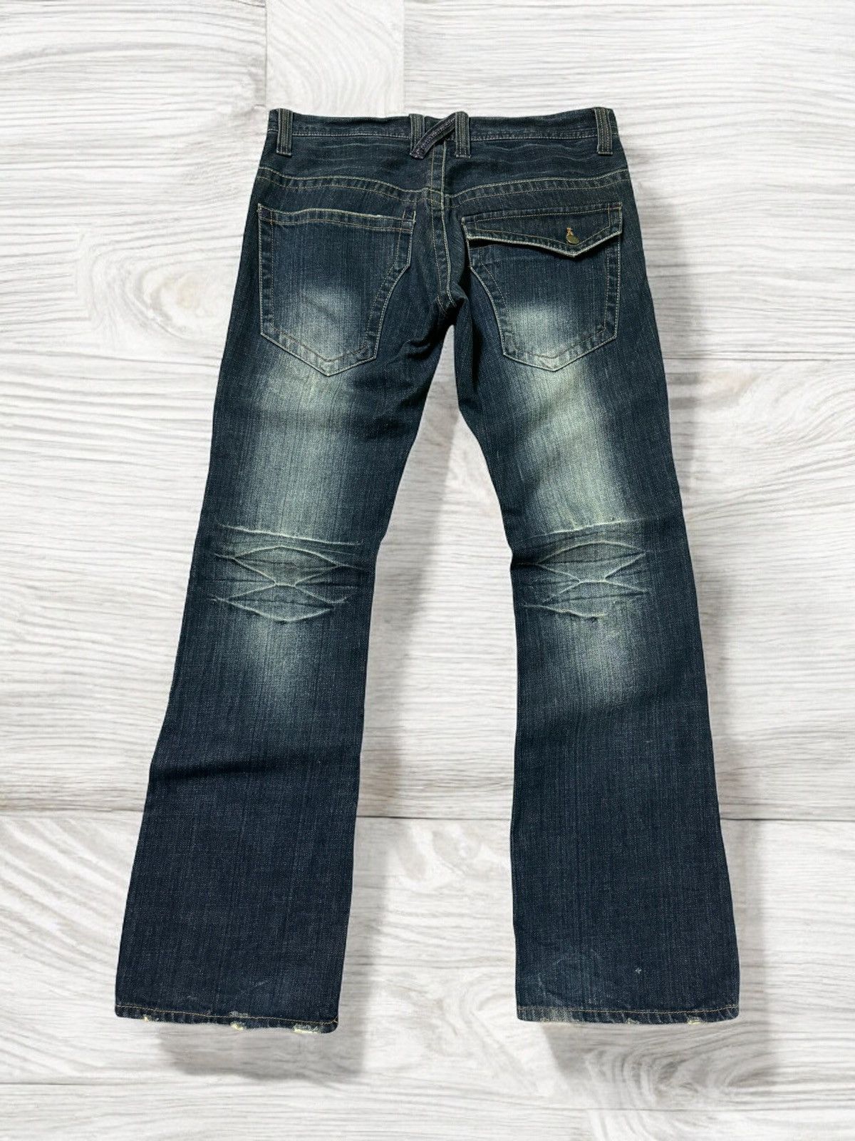 Japanese Brand Root Three Japan Muddy Wash Flared Denim Pants Size US 33 - 2 Thumbnail