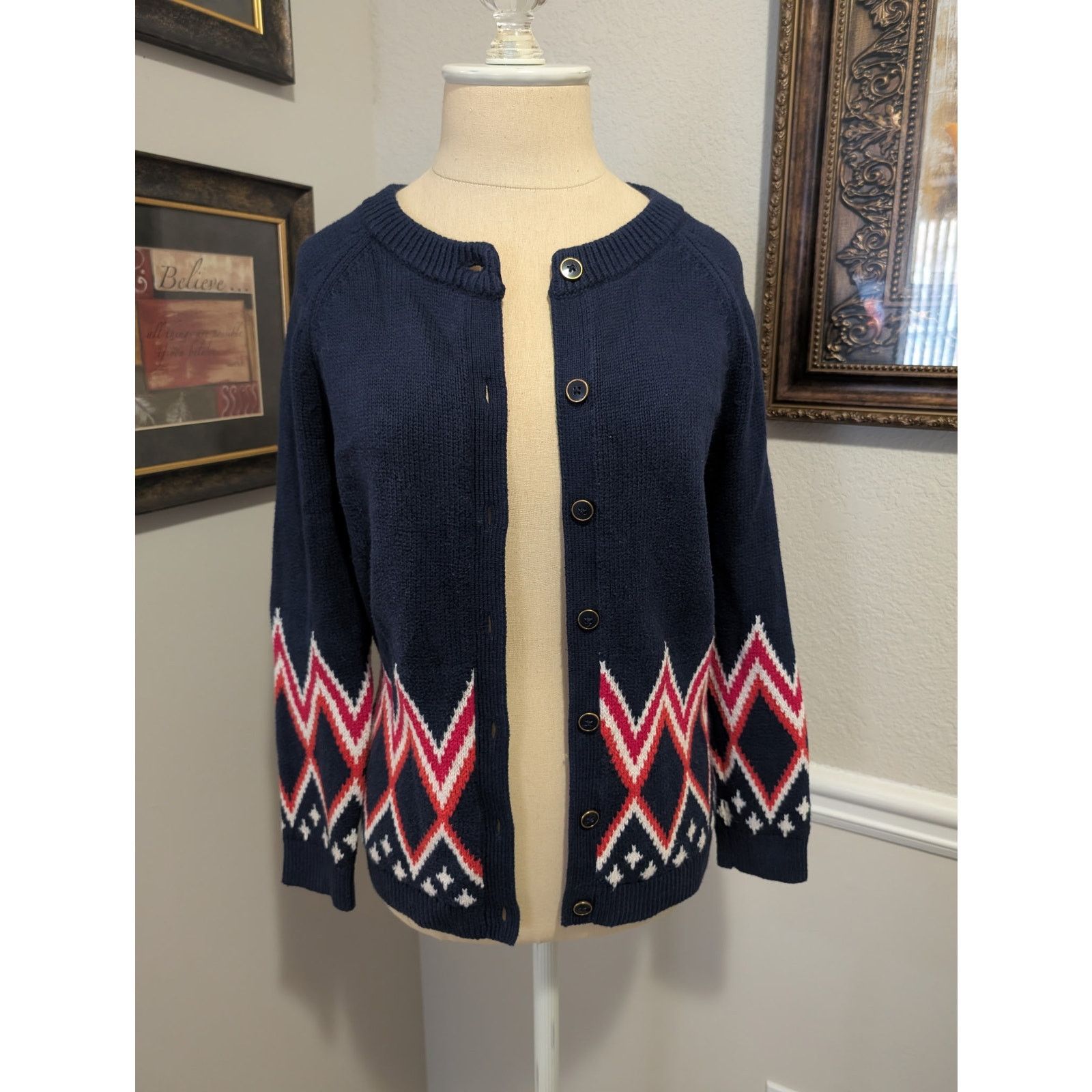 Tommy Hilfiger Tommy Hilfiger Zigzag Chevron Cardigan – Small Size S / US 4 / IT 40 - 1 Thumbnail