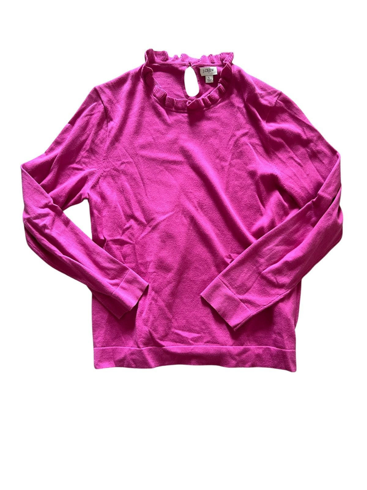 J.Crew J. Crew Women’s Pink Long Sleeve Ruffleneck Sweater | Large Size L / US 10 / IT 46 - 1 Thumbnail