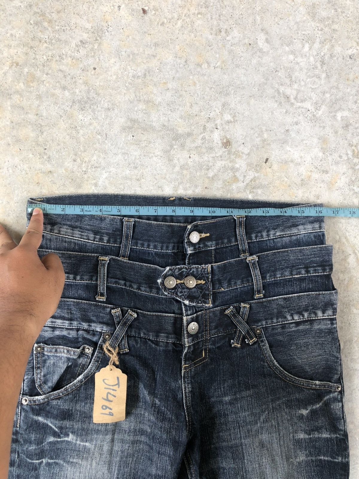 PPFM PPFM Double Waist Punk Style Distressed Jeans Size US 32 / EU 48 - 22 Thumbnail