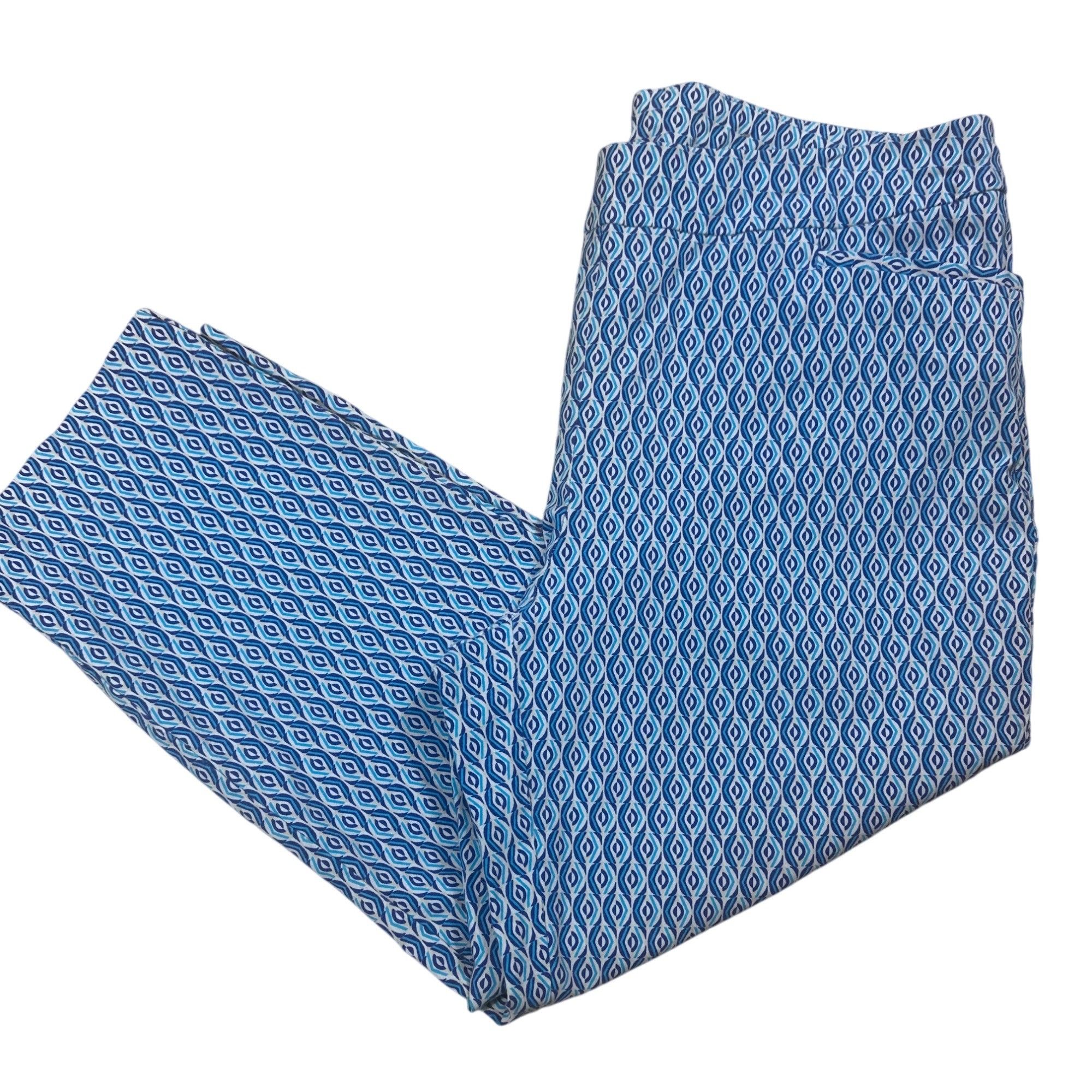 Chicos Chico’s Blue white Geometric Print Leg Pants size 3 XL Size 37" - 6 Thumbnail
