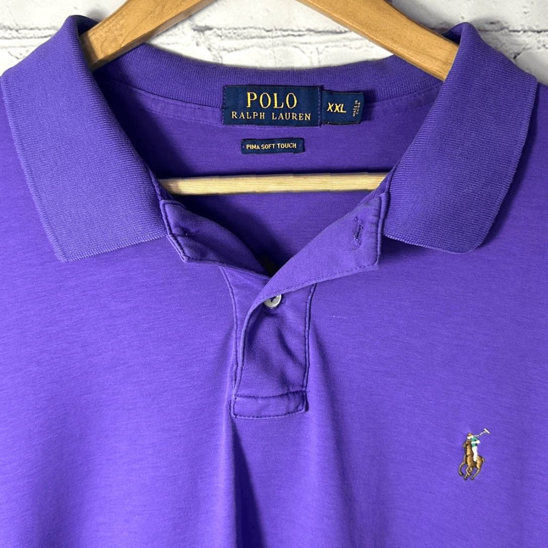 Polo Ralph Lauren Polo Ralph Lauren Polo Shirt Polo 2XL Men Purple Short Sleeve Color Pony Pima Cotton Size US XXL / EU 58 / 5 - 2 Thumbnail