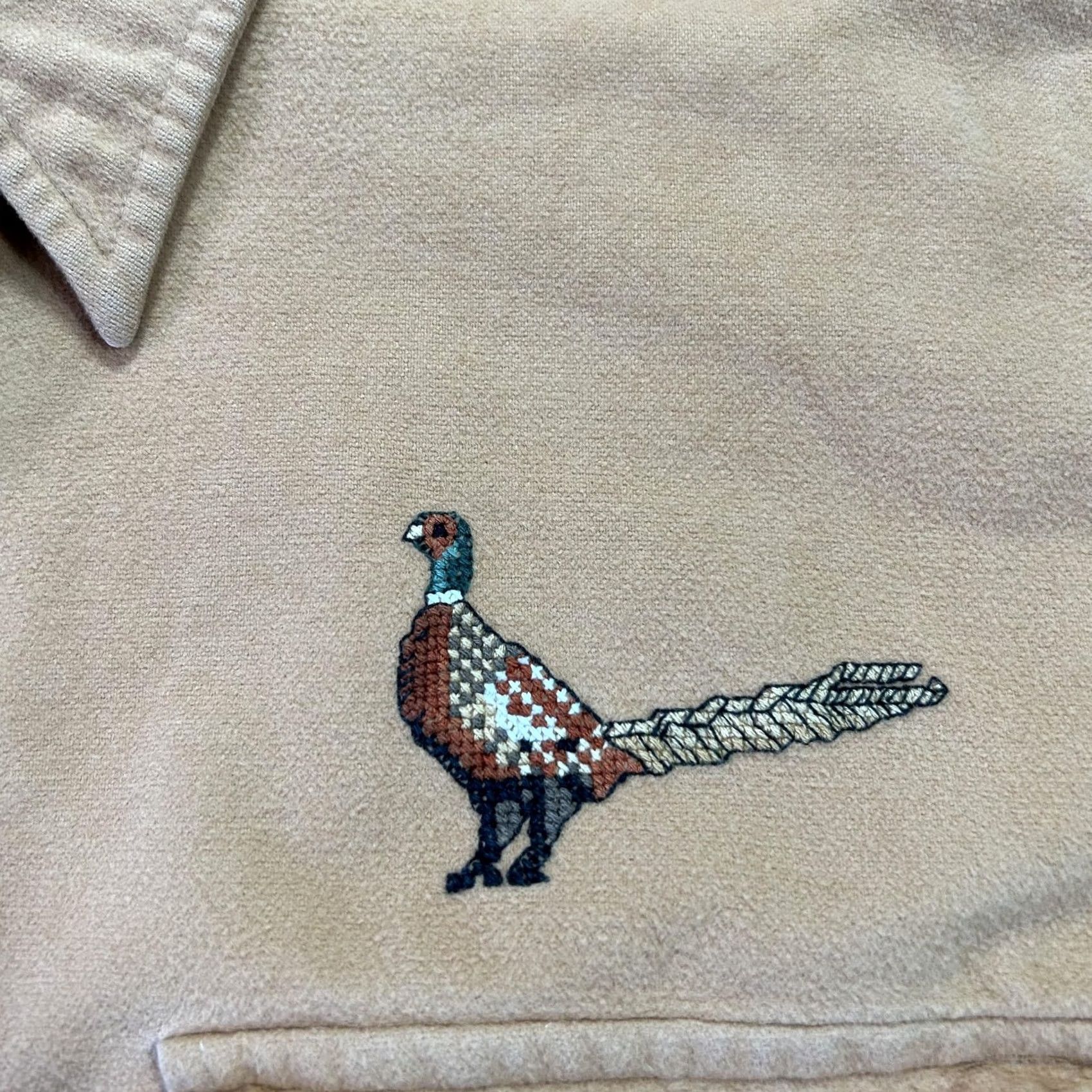 Vintage L.L. Bean Shirt Mens XL Brown Chamois Flannel Pheasant Embroidered Hunting USA Size US XL / EU 56 / 4 - 4 Thumbnail