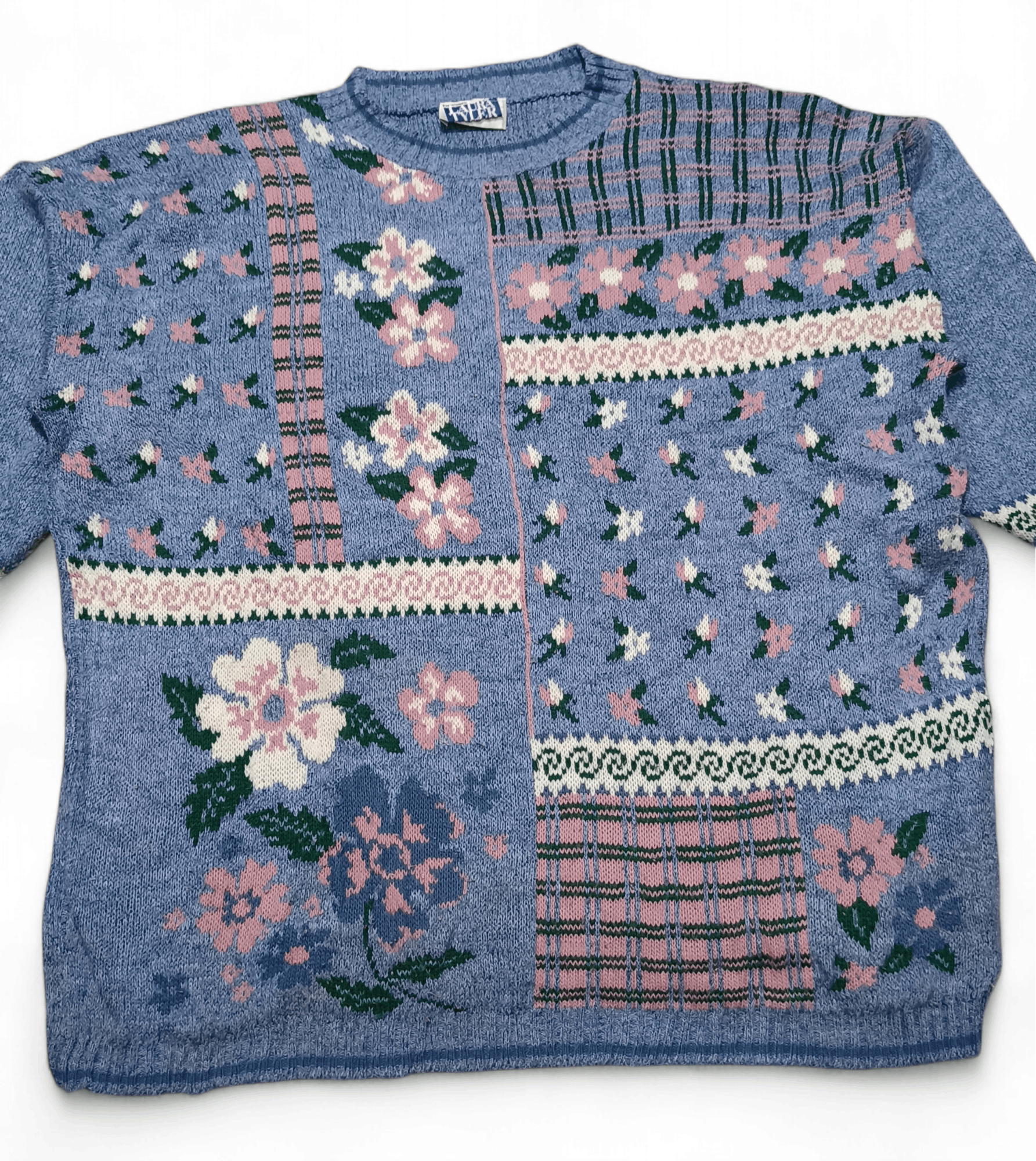 Other Vintage 80s LAURA TYLER Women's Floral Knit Acrylic Sweater Size L / US 10 / IT 46 - 5 Thumbnail