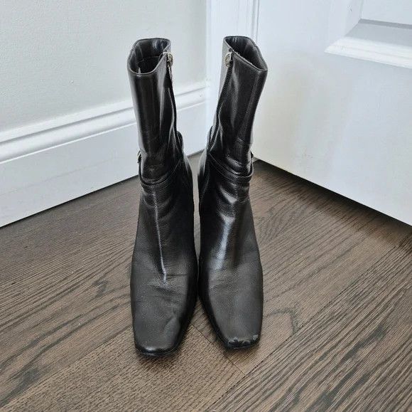 Anne Klein Leather Buckled Mid-Calf Boot Size US 8.5 / IT 38.5 - 5 Thumbnail
