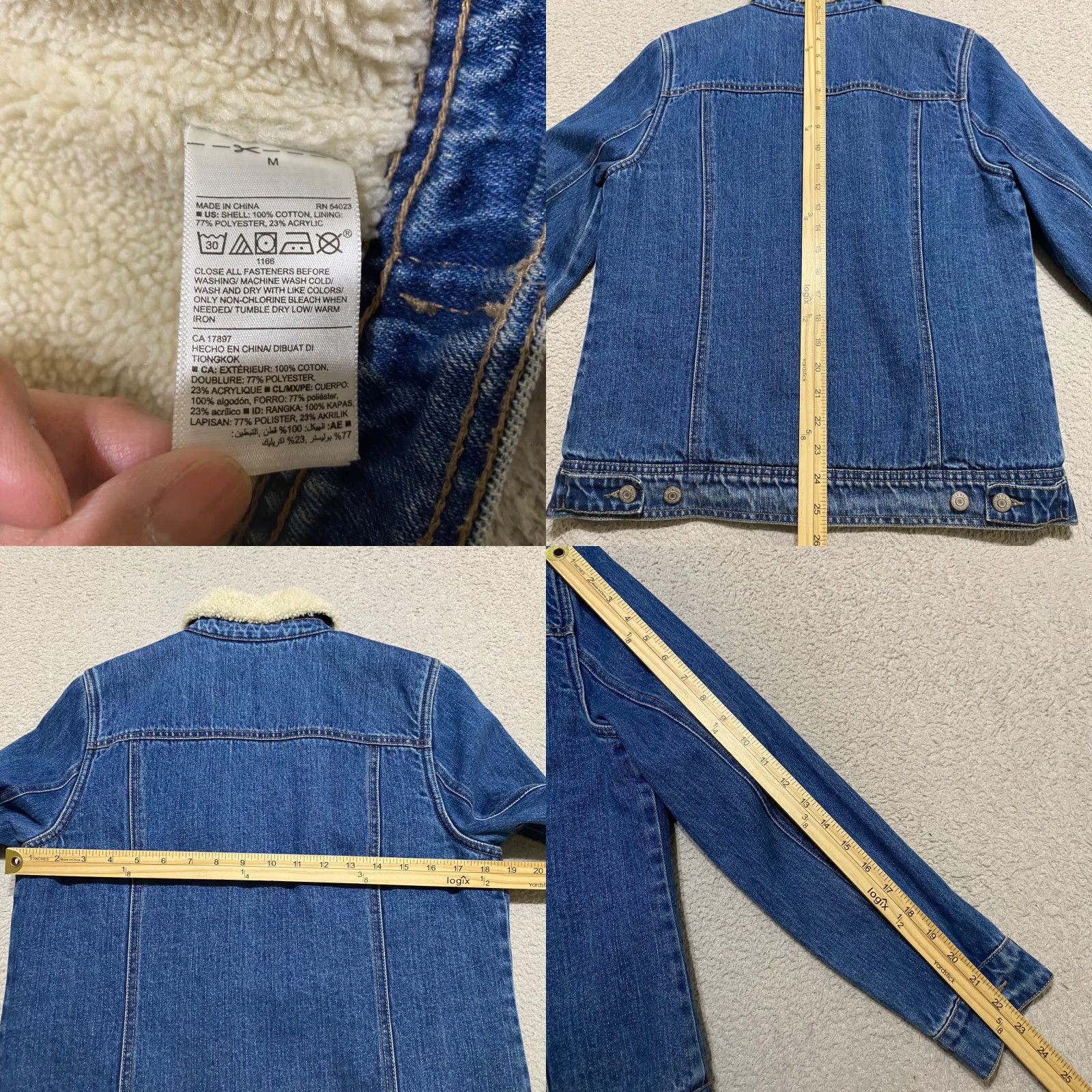 Old Navy Old Navy Womens Trucker Jacket Denim Blue Sherpa Lined Button Front 90s Jacket Womens Medium Blue 90s Vintage Core Denim Jacket Size M / US 6-8 / IT 42-44 - 8 Thumbnail