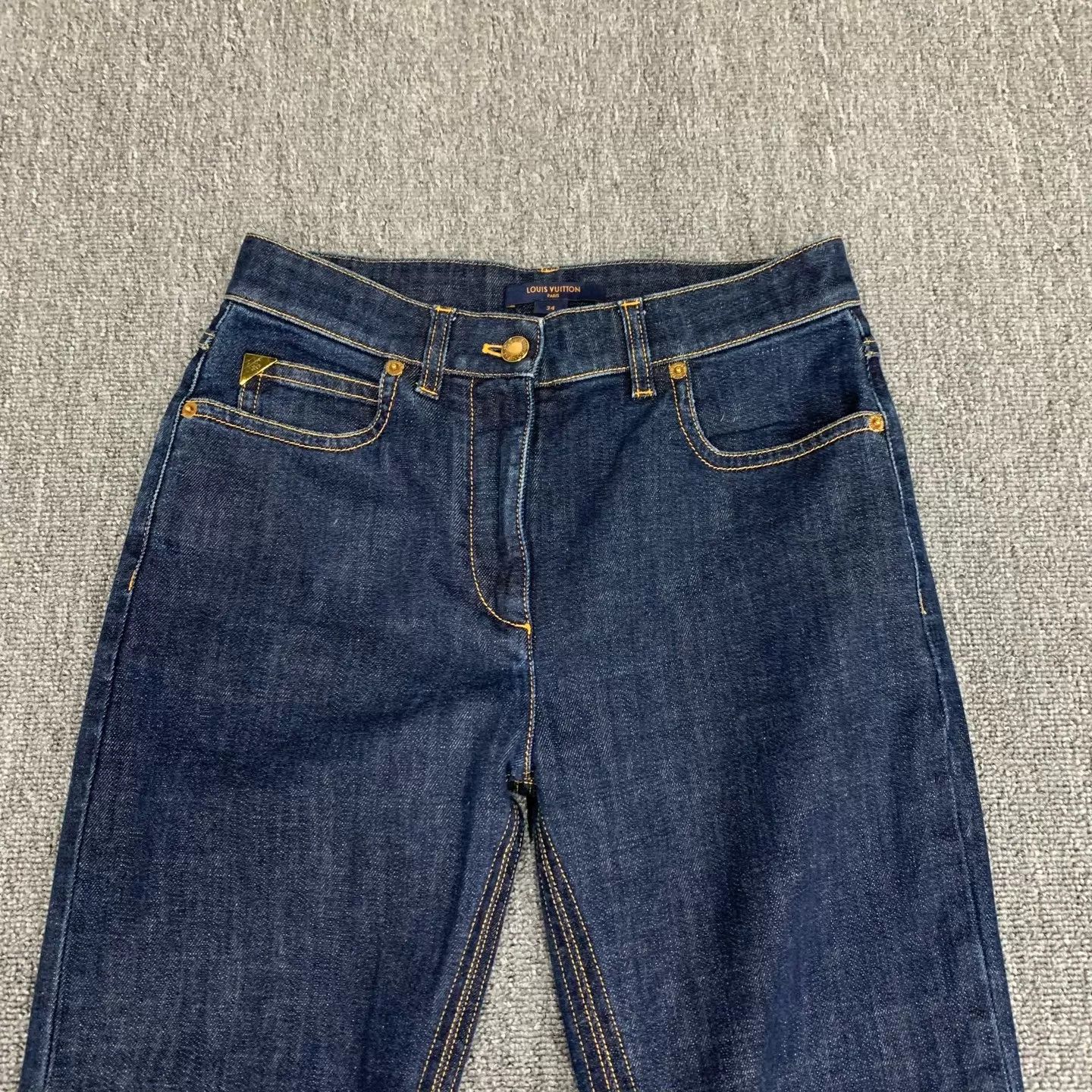 Louis Vuitton LV Blue Monogram Pocket Leather Jeans 34 98 New Size 25" / US 0 / IT 36 - 6 Thumbnail