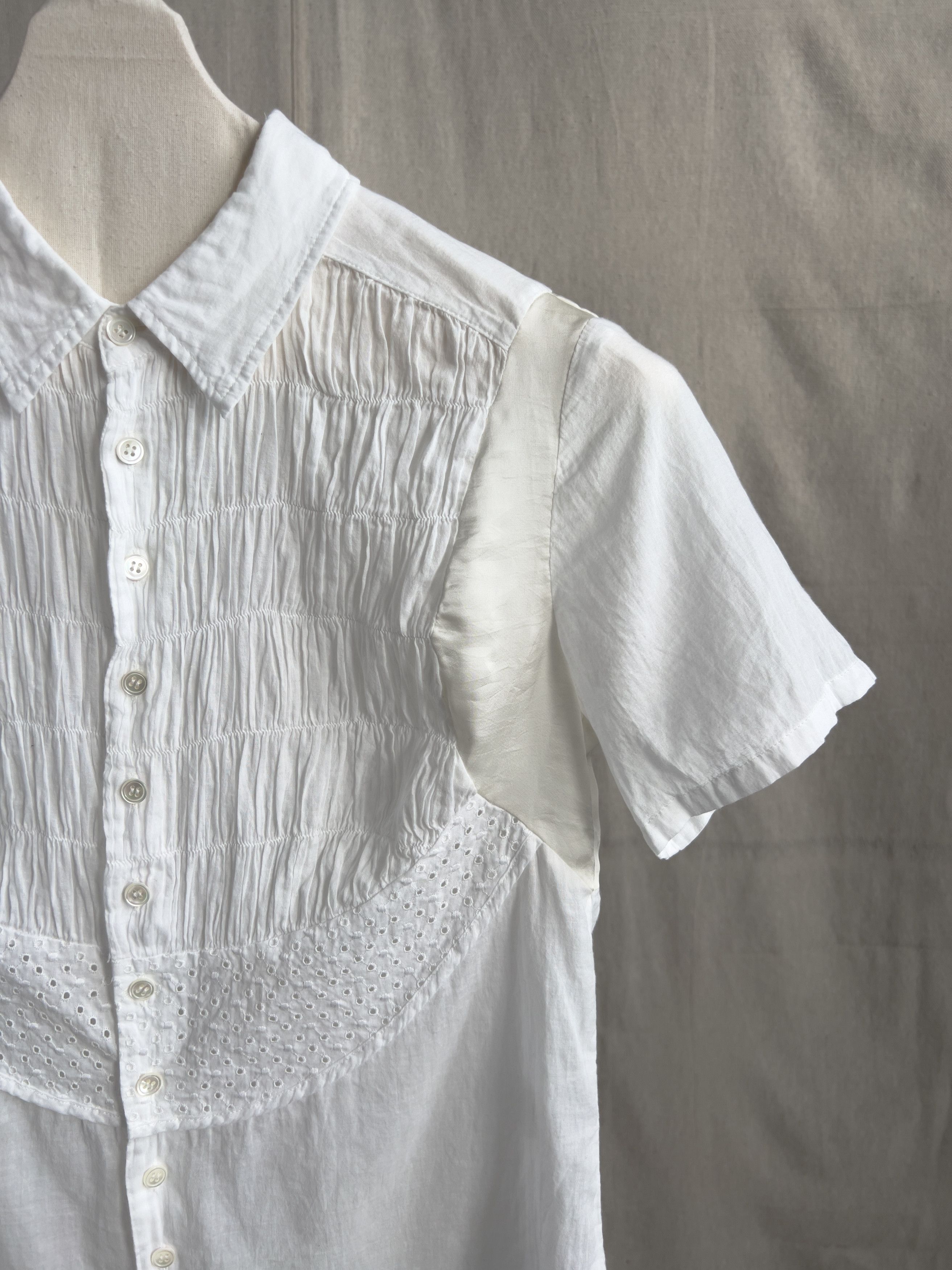 Sunao Kuwahara Airy Japanese Cotton Patchwork Blouse Size M / US 6-8 / IT 42-44 - 4 Thumbnail