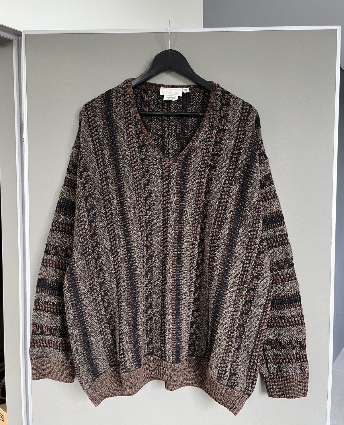 Ermenegildo Zegna Ermenegildo Zegna Chunky Brown heavy Knit Wool Sweater Size US XL / EU 56 / 4 - 1 Thumbnail