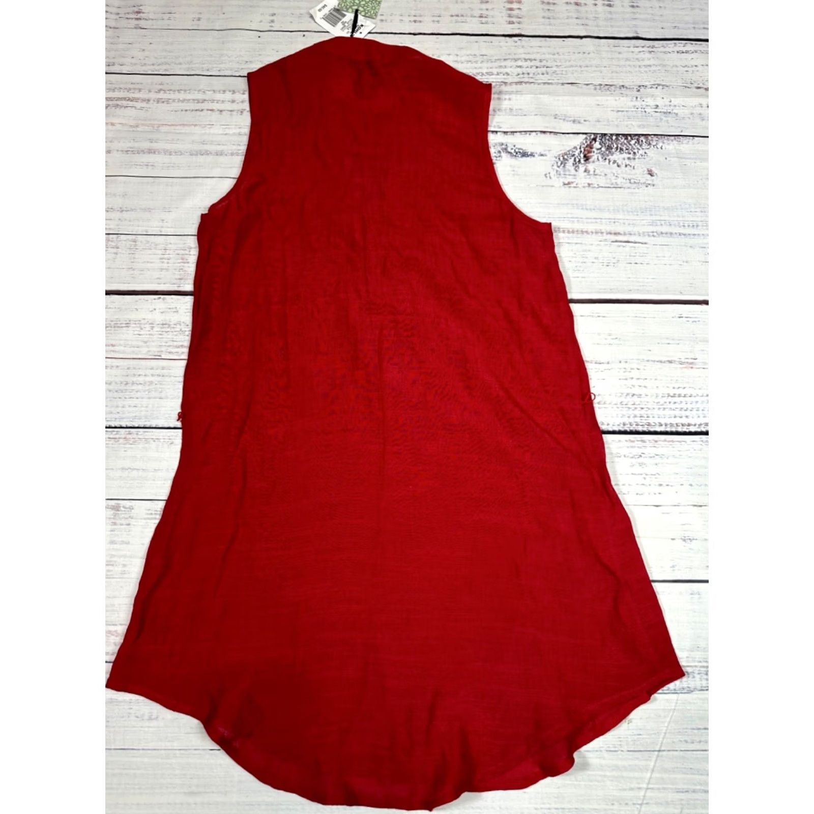 Vintage About A Girl Tank XS Red Tunic Womens 1/2 Button Pullover Rayon Blend New Size XS / US 0-2 / IT 36-38 - 3 Thumbnail