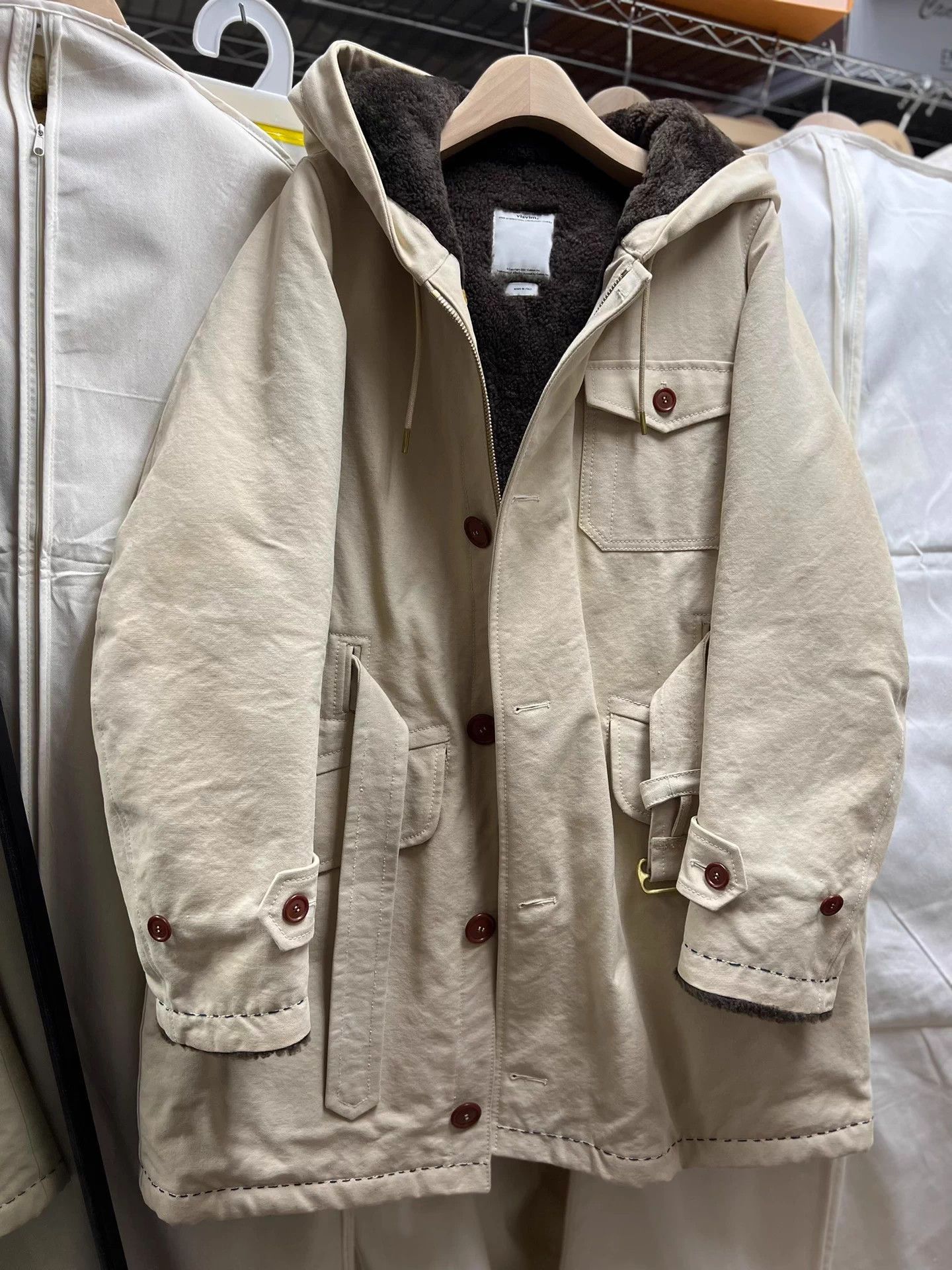 Visvim Beige Hooded Parka with Fleece Lining (Size S) Size US S / EU 44-46 / 1 - 1 Thumbnail