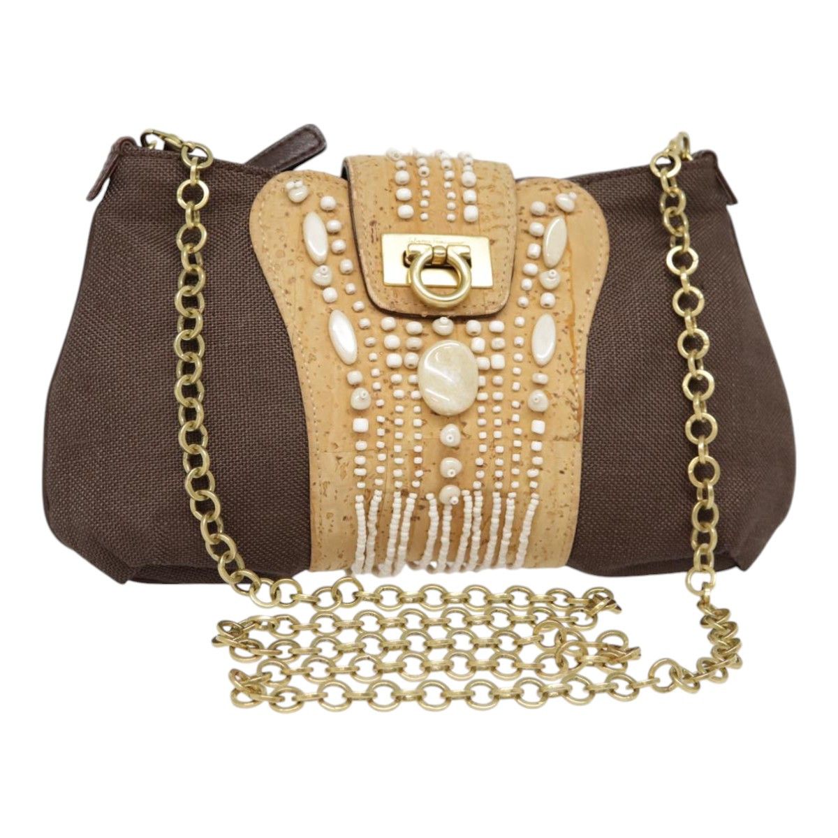 Salvatore Ferragamo Gancini Brown Leather Shoulder Bag (Pre-Owned) Size ONE SIZE - 1 Thumbnail