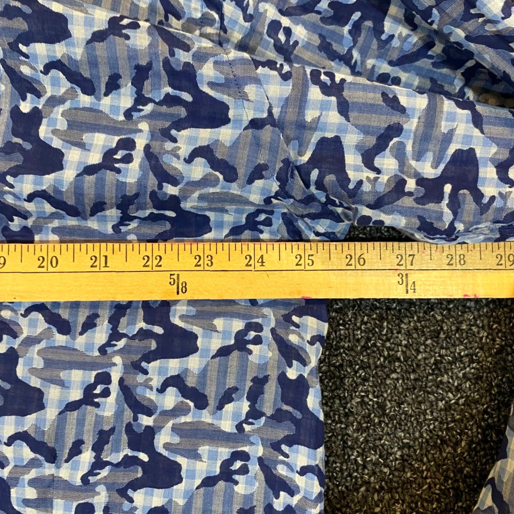 Vintage Bogosse Shirt Mens 3XL Blue Camo Long Sleeve Button-Up Top with French Cuff, Button Up, Casual Formal Workwear Size US XXL / EU 58 / 5 - 7 Thumbnail