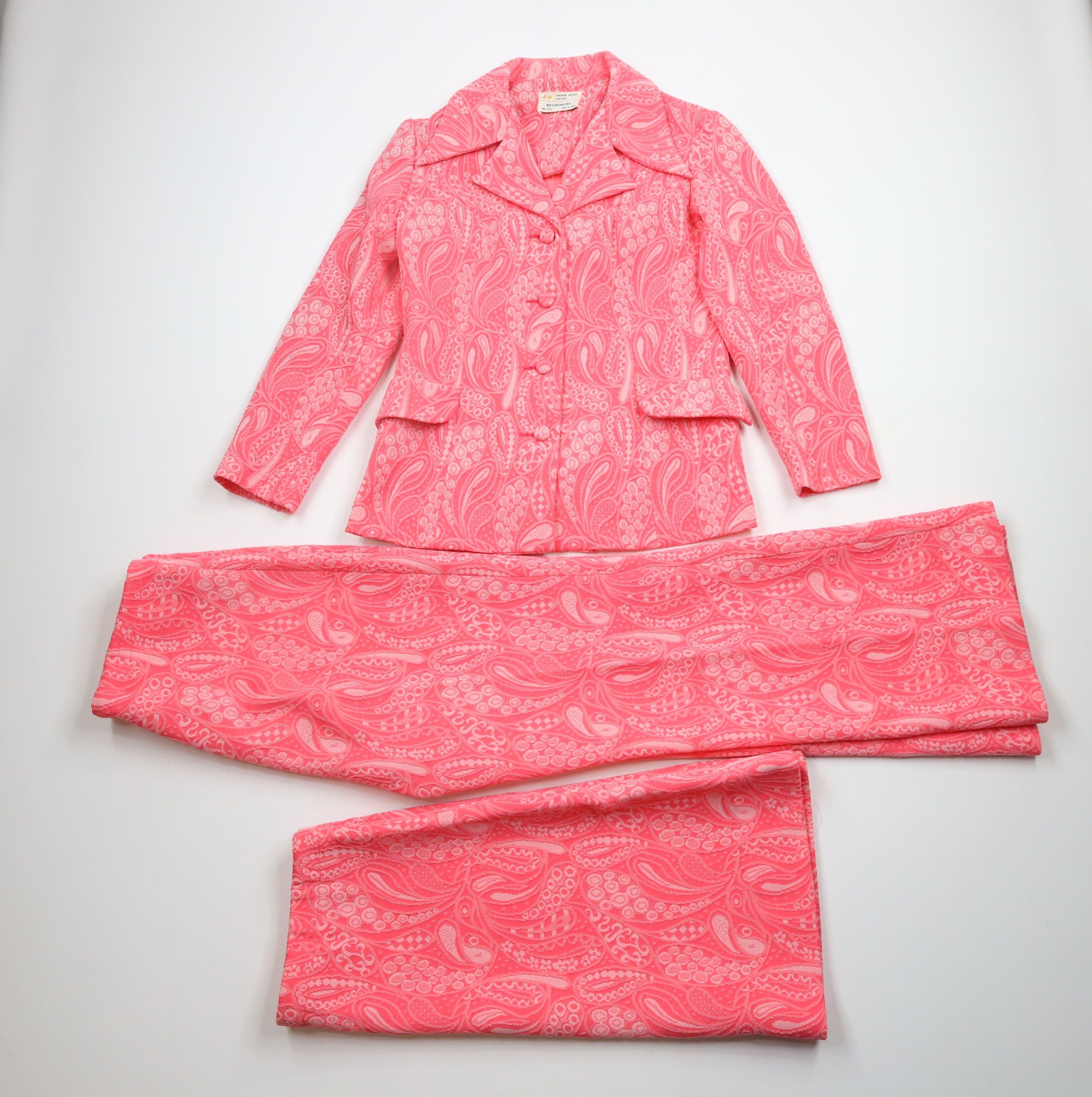 Vintage Vintage 70s 3 Piece Paisley Knit Skirt Bell Bottoms Suit Size XL / US 12-14 / IT 48-50 - 1 Thumbnail