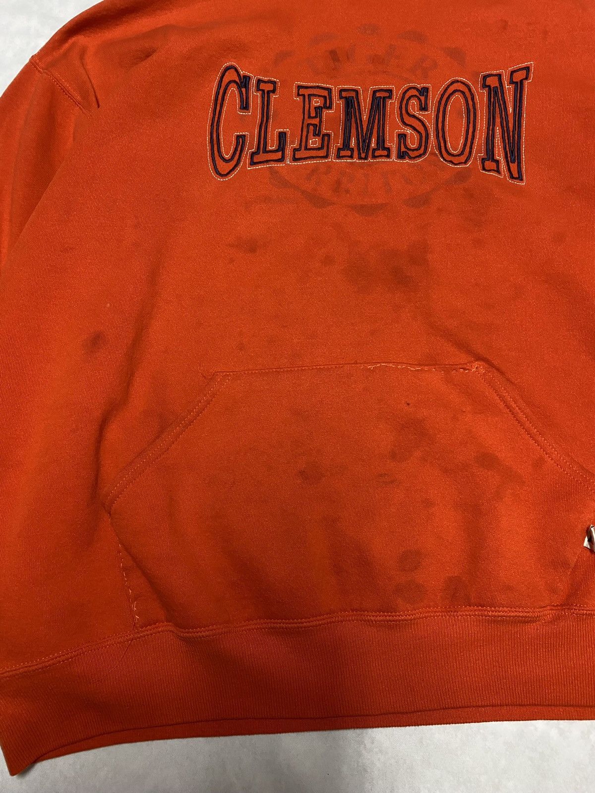 Russell Athletic × Vintage Vintage 90’s Clemson Thrashed Russell Athletic Hoodie XXL Size US XXL / EU 58 / 5 - 2 Thumbnail