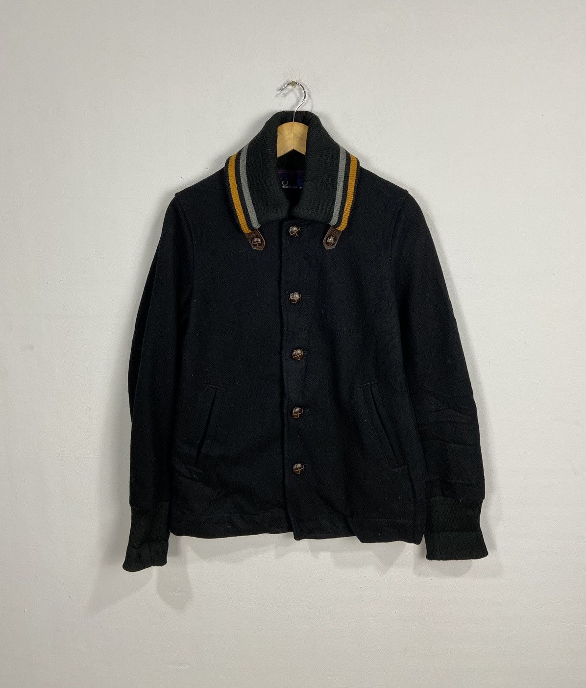 Fred Perry × Other Fred Perry Black Mustard Ribbed Wool Jacket Size US S / EU 44-46 / 1 - 1 Thumbnail