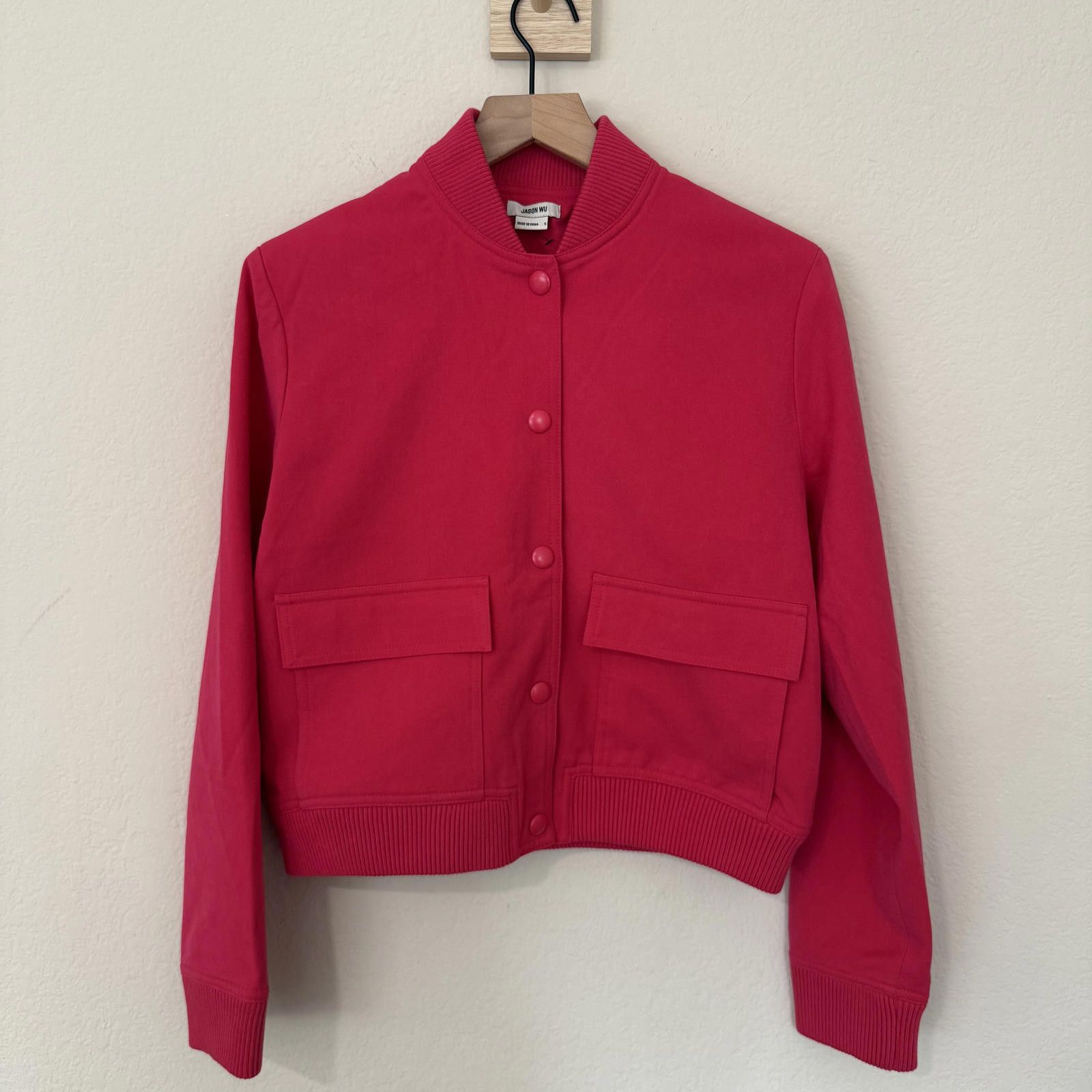 Other Jason Wu Jacket Women's S Hot Pink Collared Baseball Bomber Size S / US 4 / IT 40 - 1 Thumbnail