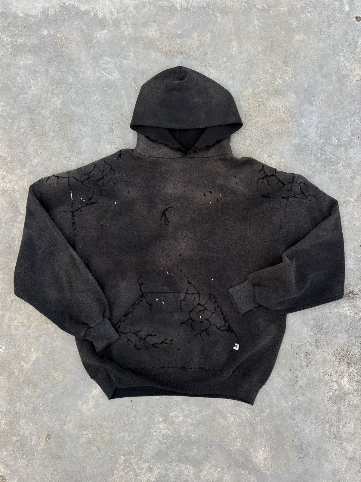 Vintage 90s Thrashed & Faded Black RUSSELL Athletic Hoodie Size US XL / EU 56 / 4 - 15 Thumbnail