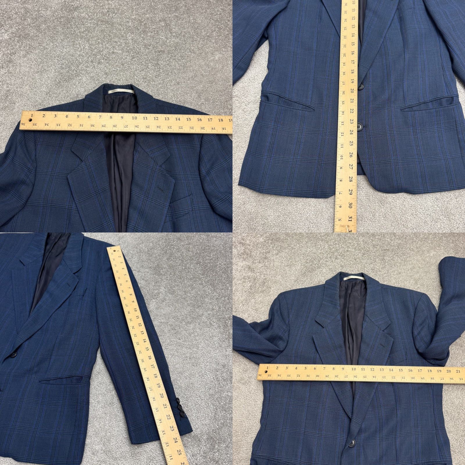 Hugo Boss VINTAGE 80s Hugo Boss Corleone Wool Blazer Mens 38S Blue Plaid Size 38R - 10 Thumbnail