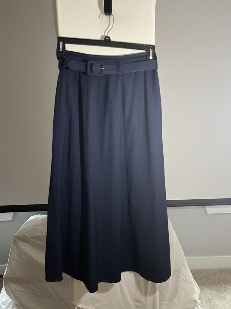 Designer Lizsport Petite Navy A-Line Skirt Size 32" / US 10 / IT 46 - 1 Thumbnail