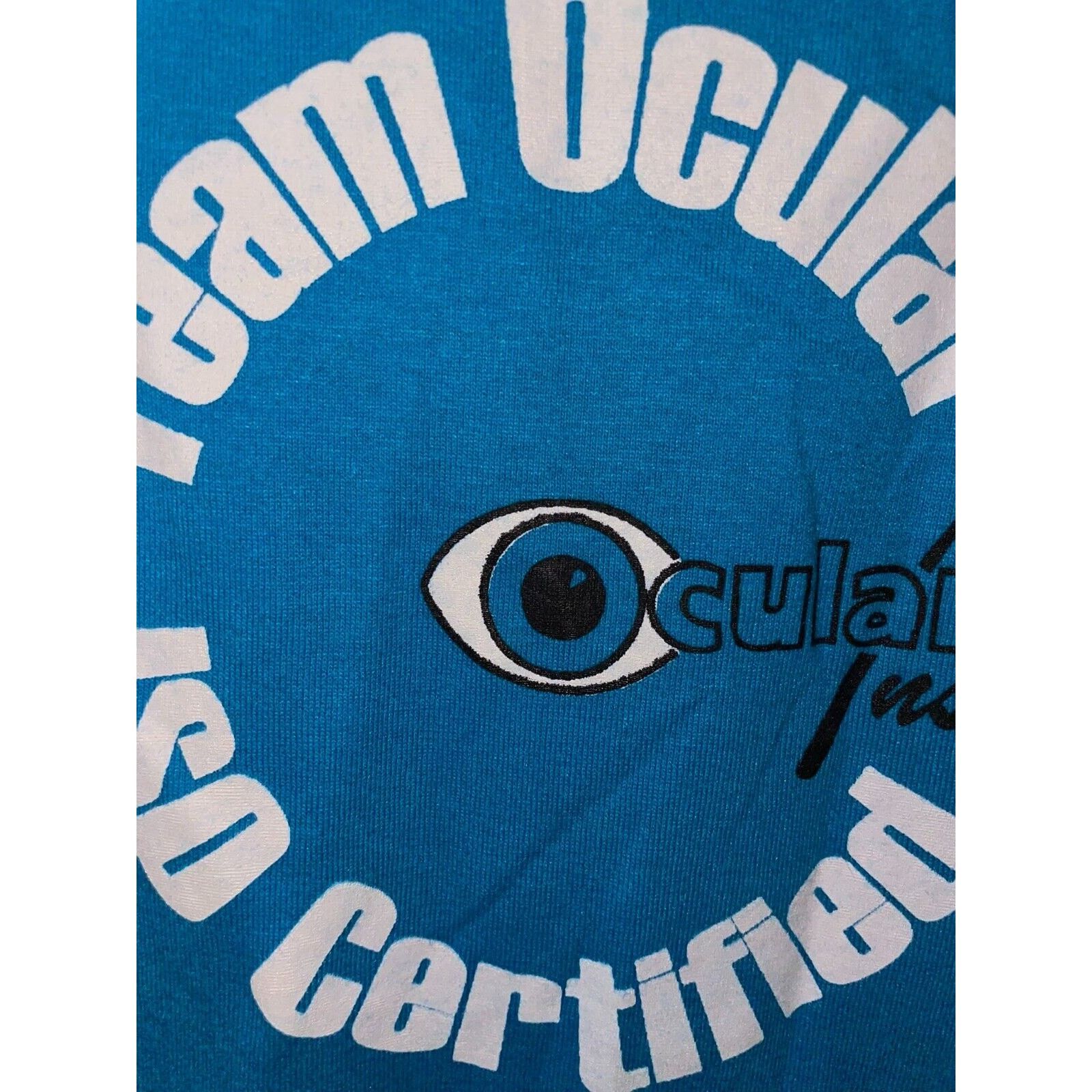 Jerzees Vintage Eye Shirt Team Ocular ISO Certified Blue Tee 90s L Size US L / EU 52-54 / 3 - 3 Thumbnail