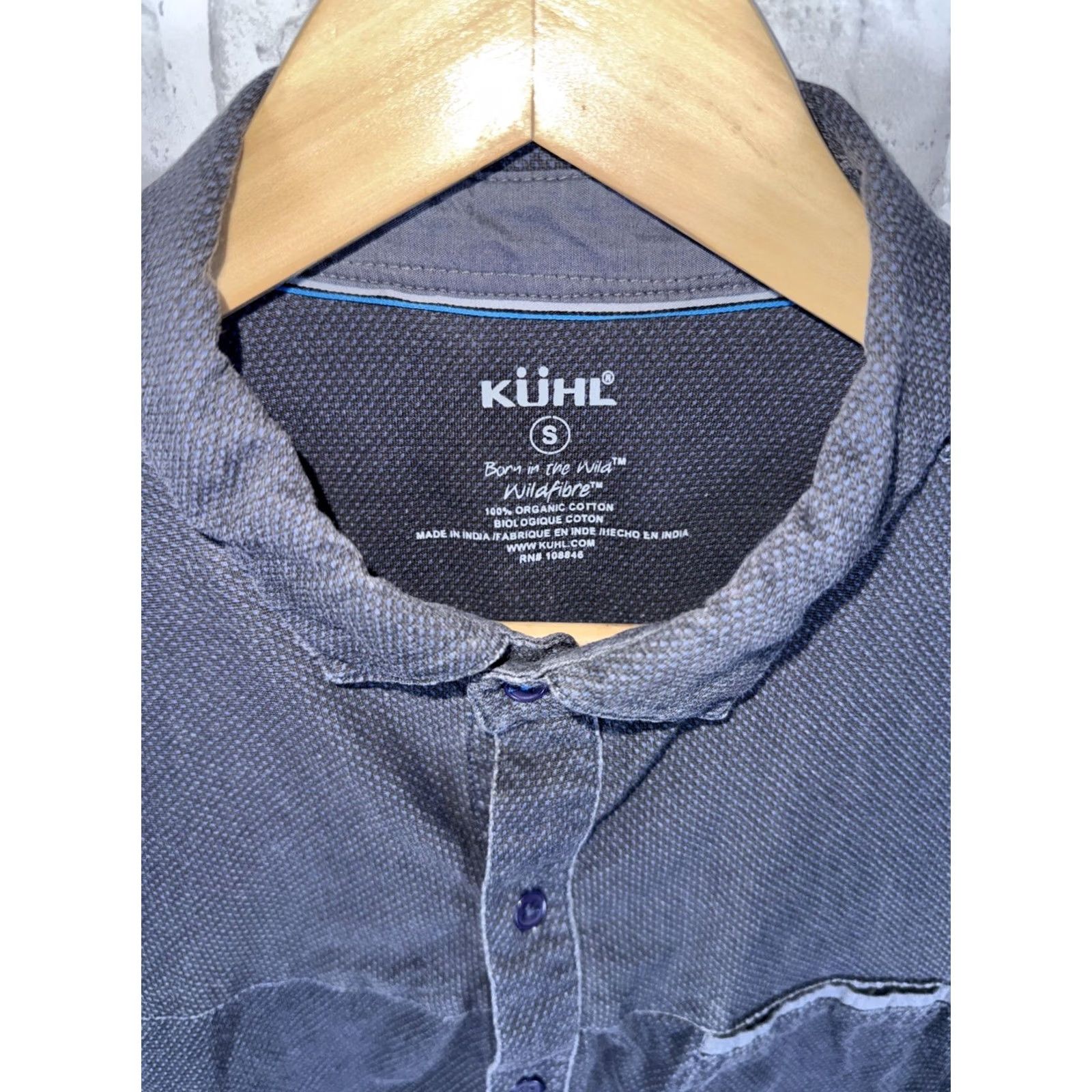 Vintage KUHL Shirt Mens S Button-Down Organic Cotton Grayish Blue Button Up Regular Collar-Down Vintage? (No, omit) Size US S / EU 44-46 / 1 - 2 Thumbnail