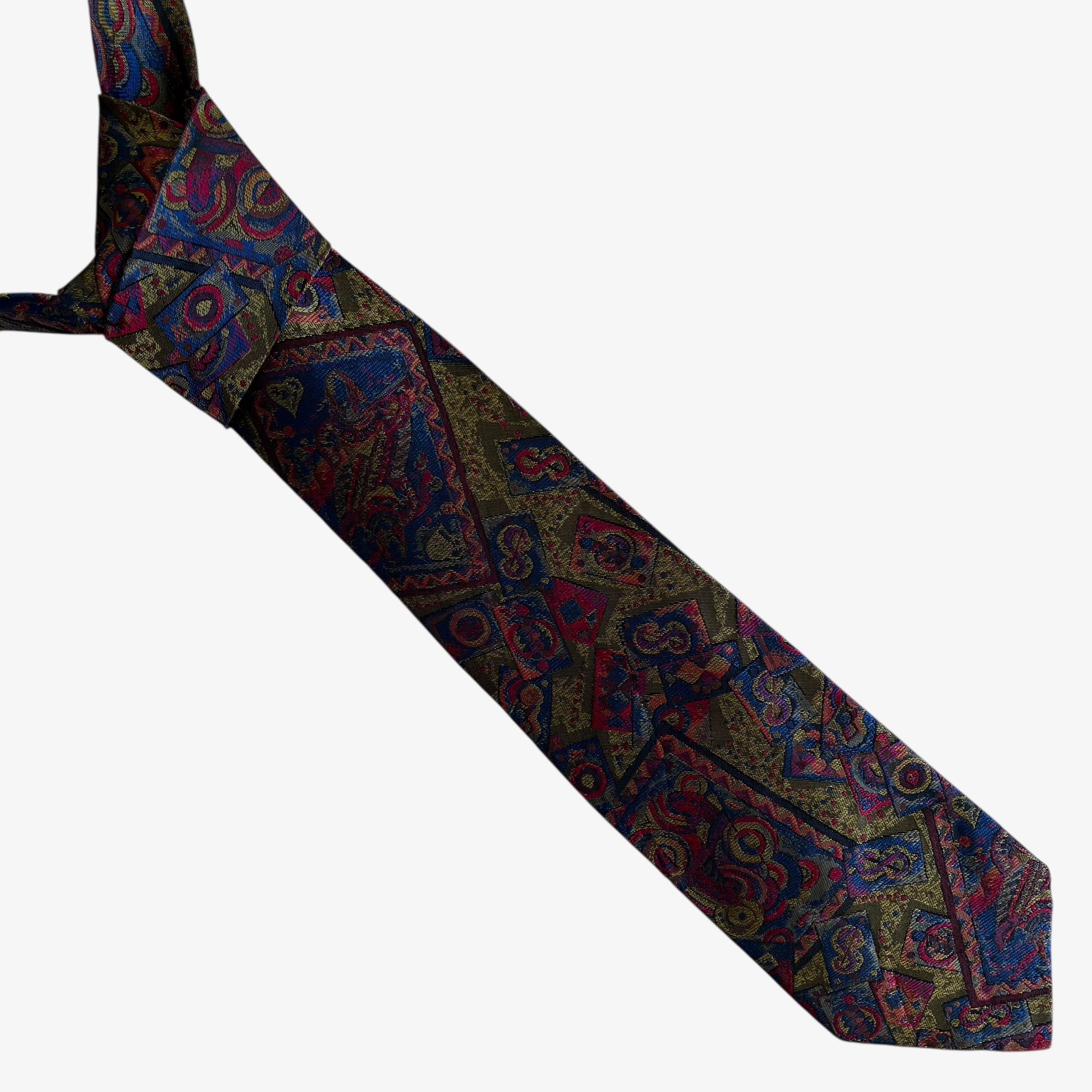 Versace Vintage 80s Gianni Versace Abstract Print Green Silk Tie Size ONE SIZE - 1 Thumbnail