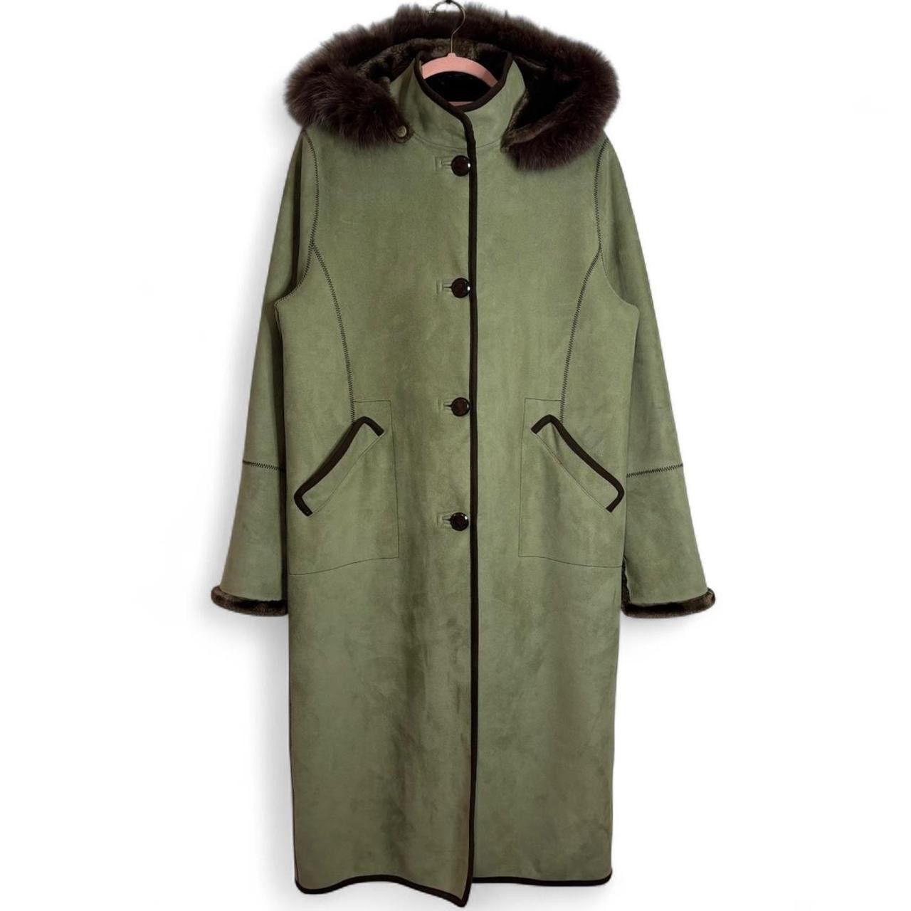 Other Vintage Light Green Fox Trim Hooded Long Coat Jacket - S Size US S / EU 44-46 / 1 - 1 Thumbnail