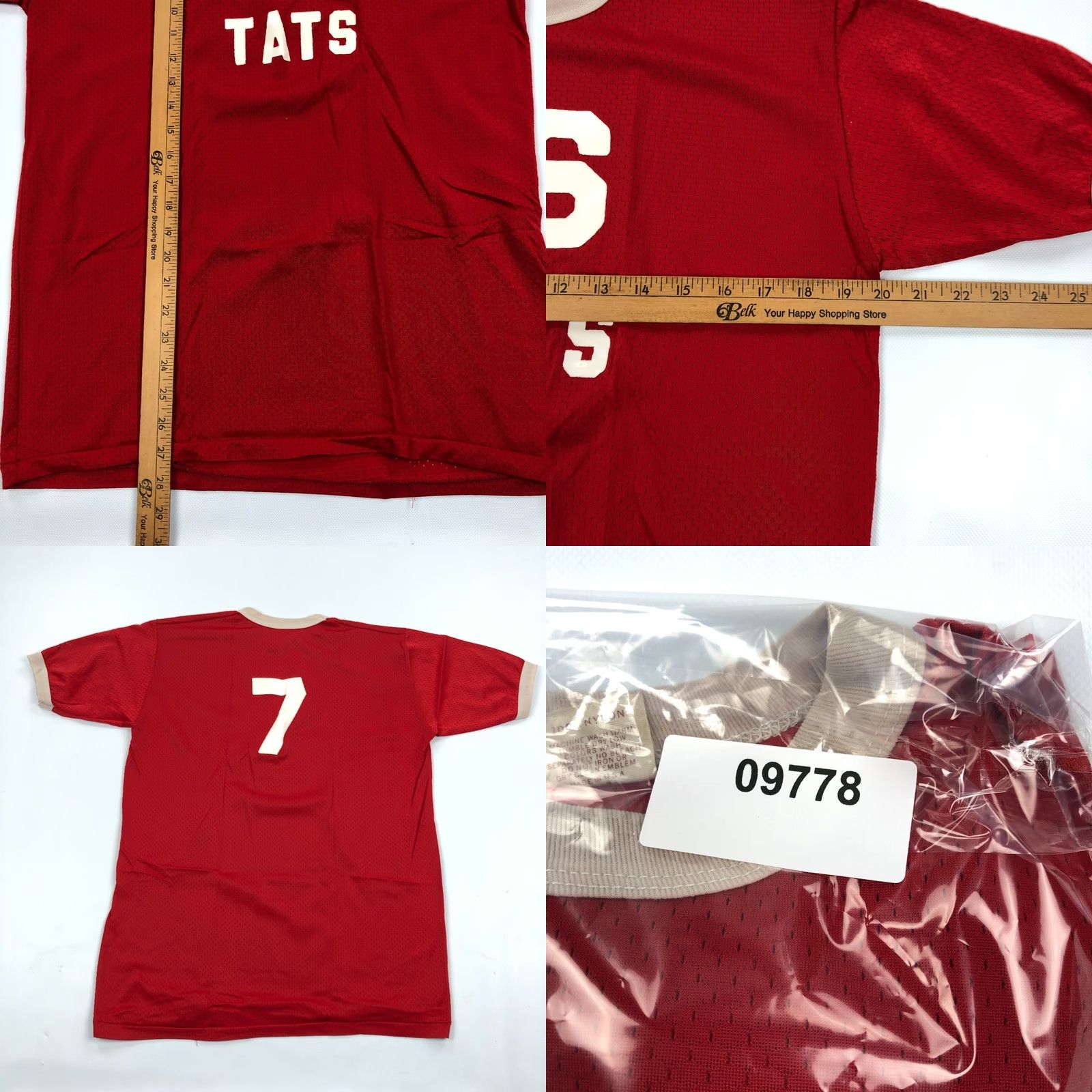Vintage VINTAGE Russell Jersey 1970s XL Red Tats Athletics Mills 70s Russell Jersey Short Sleeve Adult XL Red Sportswear/Beach Mens Size US XL / EU 56 / 4 - 8 Thumbnail