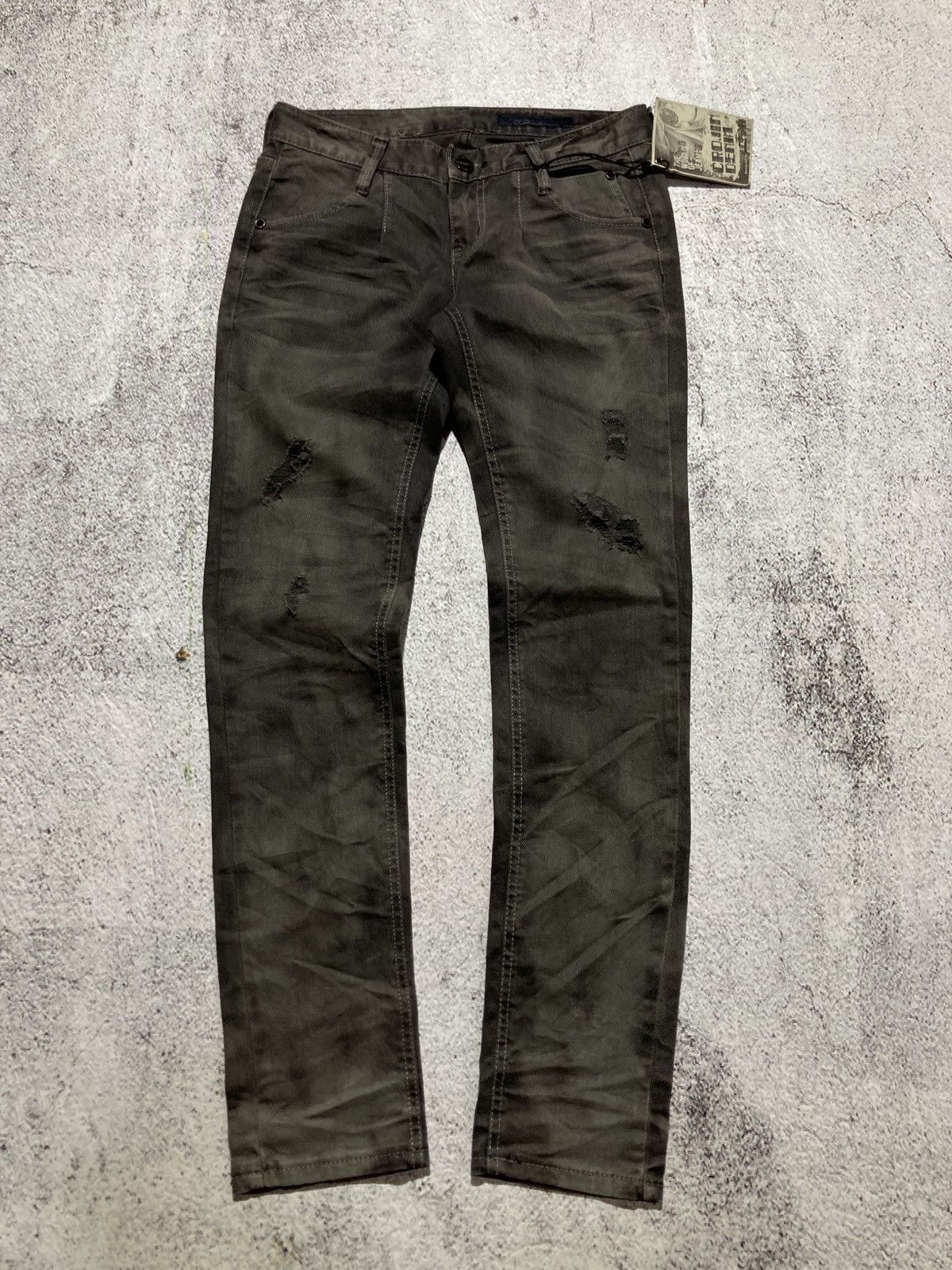 Japanese Brand 2000s Crown Denim Ripped Clawmark Denim Jeans Punk Gothic Size US 27 - 10 Thumbnail