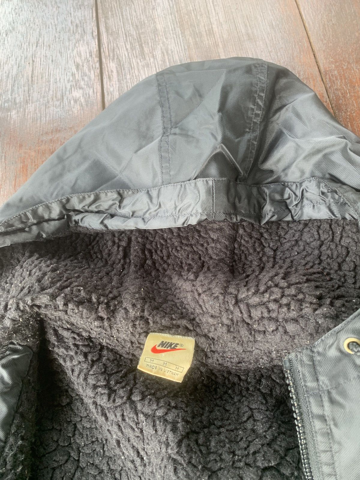 Nike × Vintage 90s Nike big swoosh logo sherpa lining long hoodie jacket Size US M / EU 48-50 / 2 - 7 Thumbnail