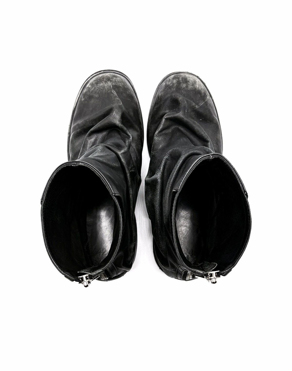 424 424 Marathon Distressed Black Leather Boots Size US 11 / EU 44 - 9 Thumbnail