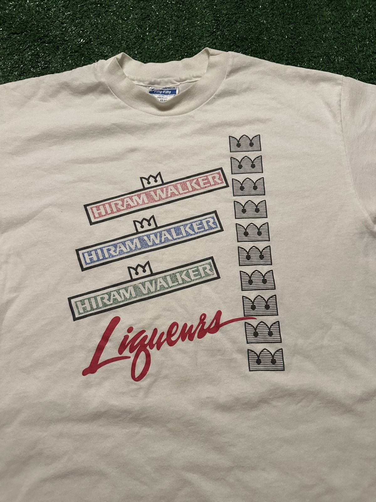 Hanes Vintage 80s Single Stitch Hiram Walker Liqueurs Promo Shirt Size US L / EU 52-54 / 3 - 2 Thumbnail