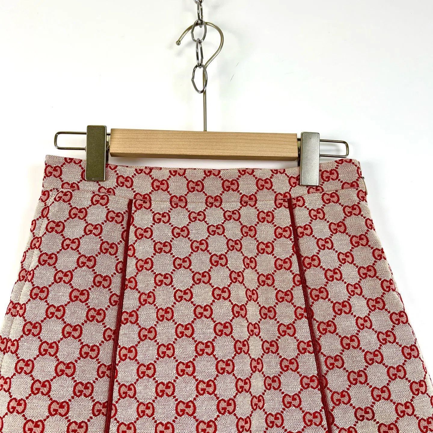 Gucci Gucci Red Double G Check Mid-Length A-Line Skirt. Size 37" - 3 Thumbnail