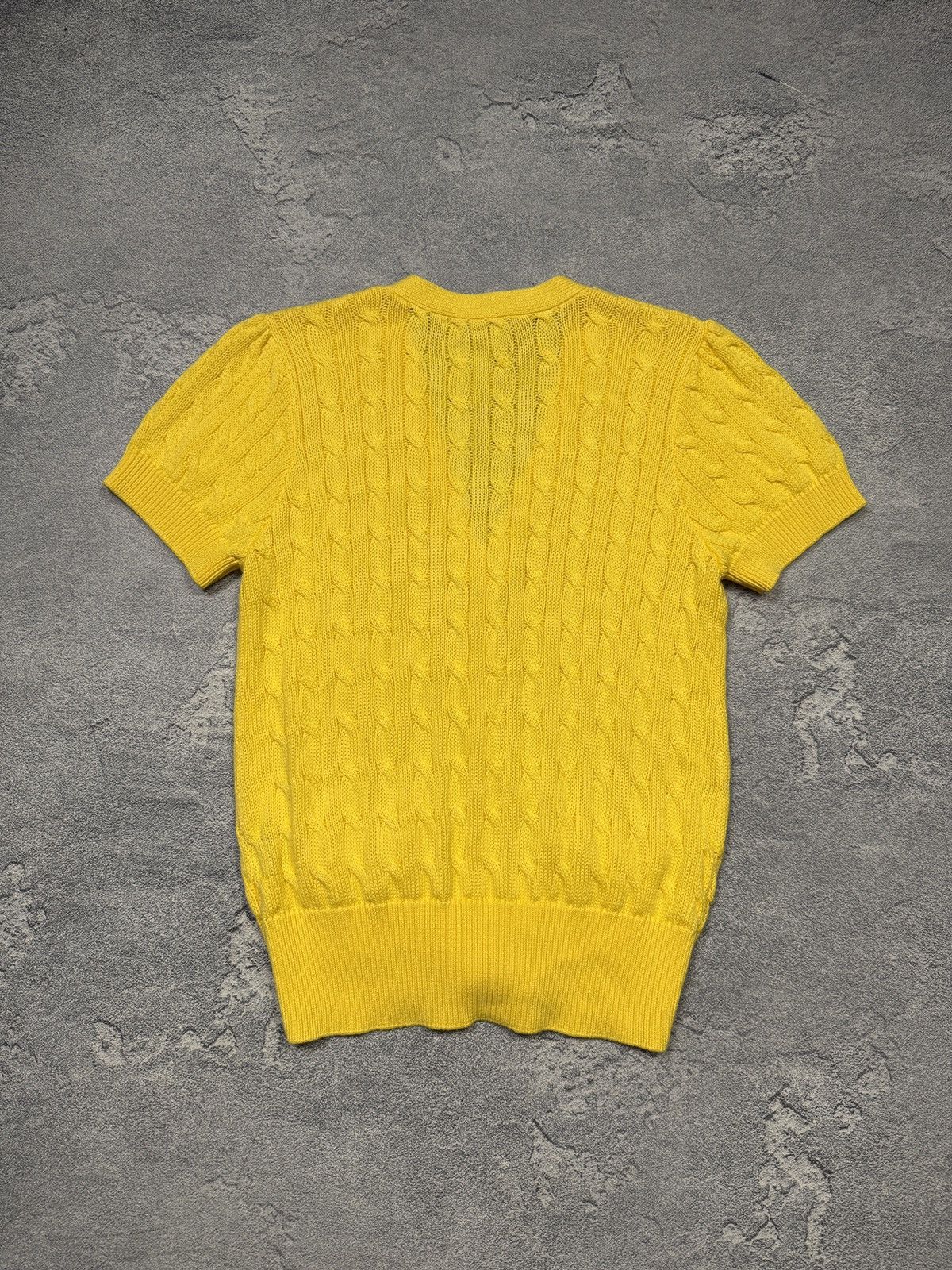 Polo Ralph Lauren Polo Ralph Lauren Women's Yellow Cable-Knit Cotton Cardigan Size L / US 10 / IT 46 - 8 Thumbnail