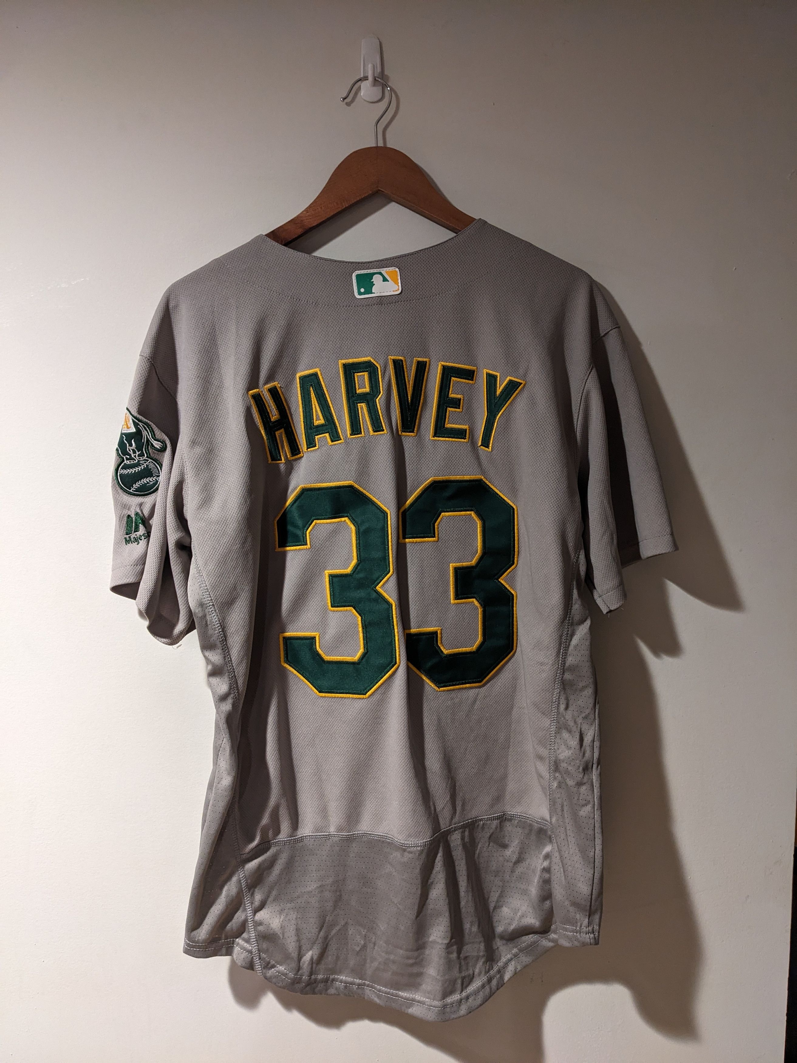 image of Matt Harvey Oakland Athletics Gray Majestic Size 40 Jersey in Grey, Men's