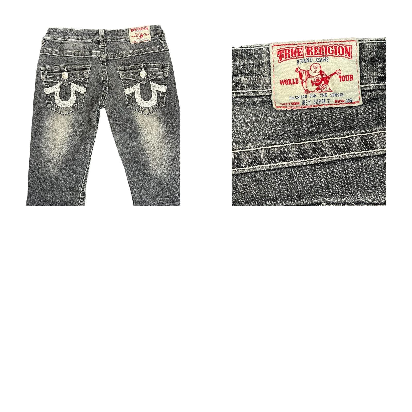 True Religion True Religion Jeans Joey Super T World Tour/Row 26 Distressed USA Denim 100% Cotton Straight Relaxed Mens Jeans 33in Inseam Size US 26 / EU 42 - 8 Thumbnail