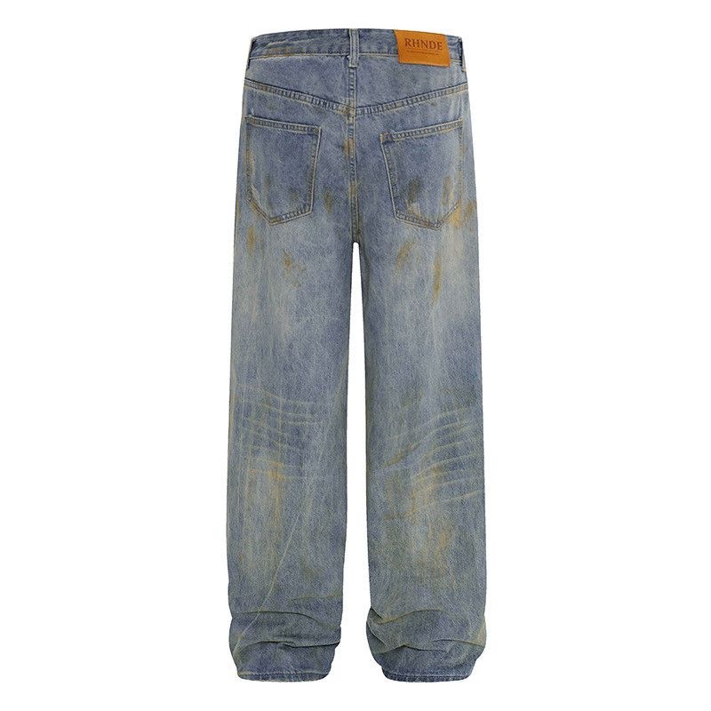 Vintage American retro distressed washed and worn dirtyfit jeans Size US 32 / EU 48 - 2 Thumbnail