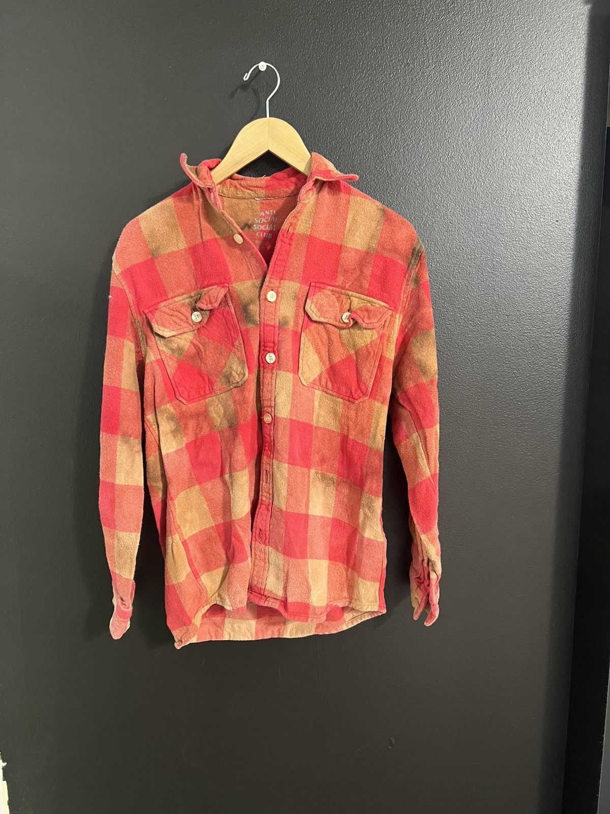 image of Anti Social Social Club Anti Social Social Clue Flannel Shirt in Red, Men's (Size Small)