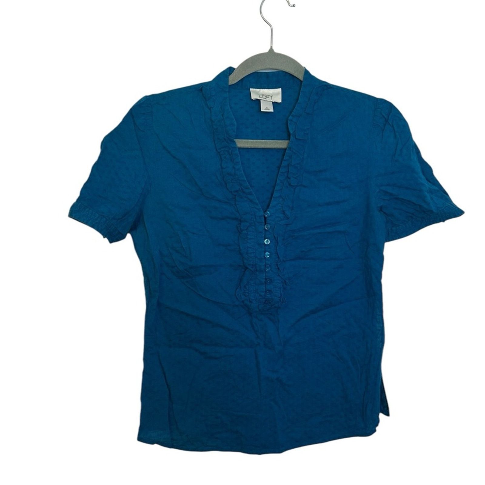 Loft Loft Blue Swiss Dot Y2K Blouse Size S / US 4 / IT 40 - 1 Thumbnail