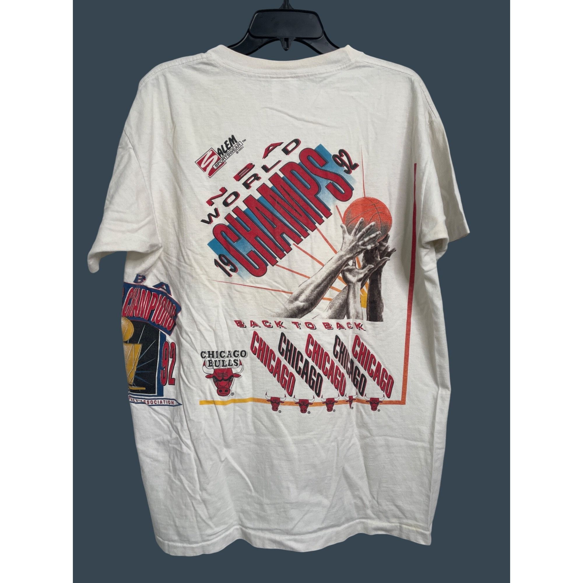 Vintage RARE Vintage 1992 Chicago Bulls NBA World Champs XL Xtra Lar Size US XL / EU 56 / 4 - 3 Thumbnail