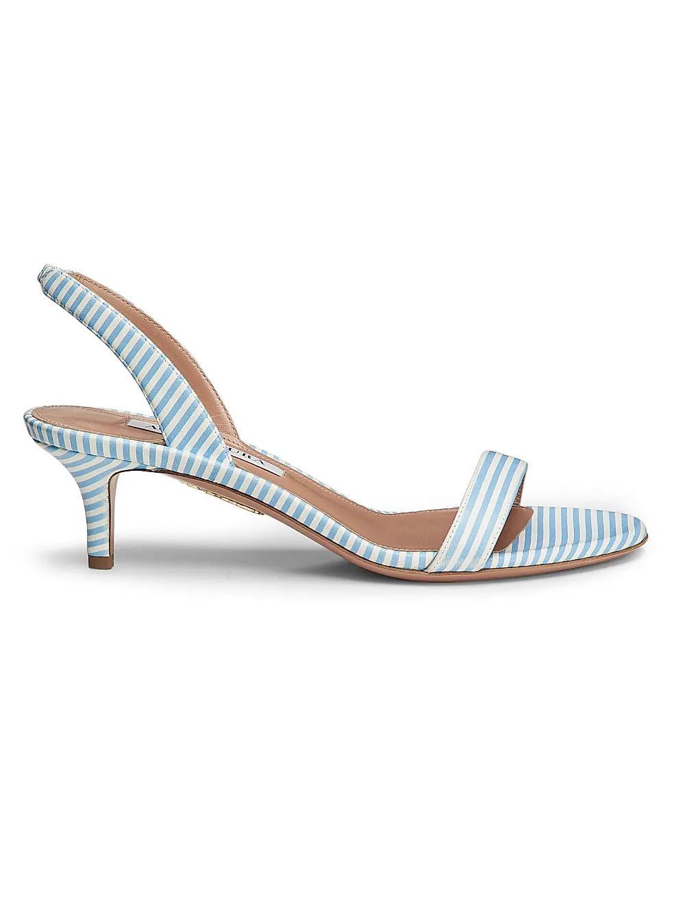 Aquazzura os11x1225 So Nude 50MM Striped Leather Slingback Sandals Size US 9 / IT 39 - 1 Thumbnail