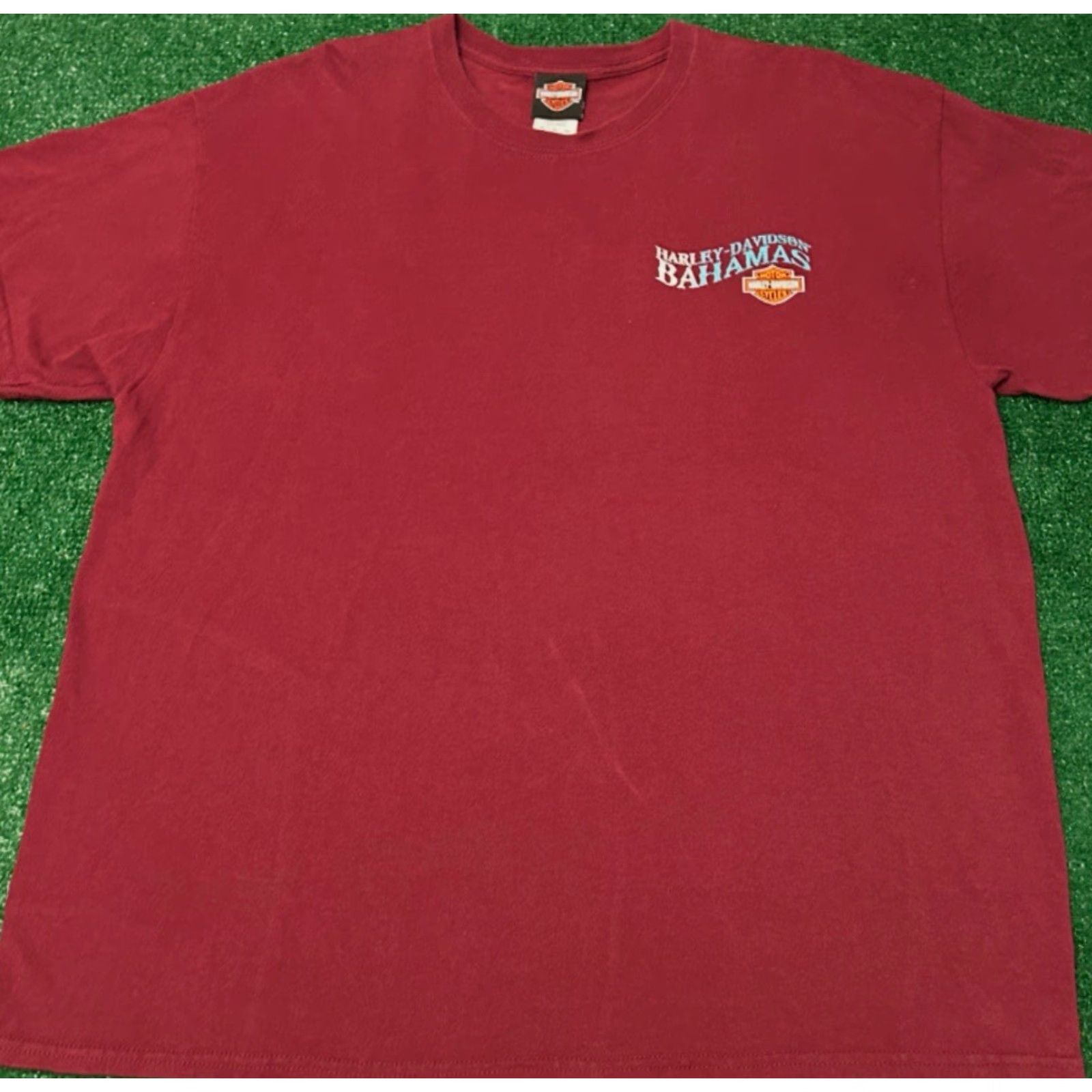 Harley Davidson VINTAGE Harley-Davidson Shirt Mens XL Burgundy 90s Y2K Biker Bahamas Paradise VTG Logo Shirt Mens XL Size US XL / EU 56 / 4 - 2 Thumbnail