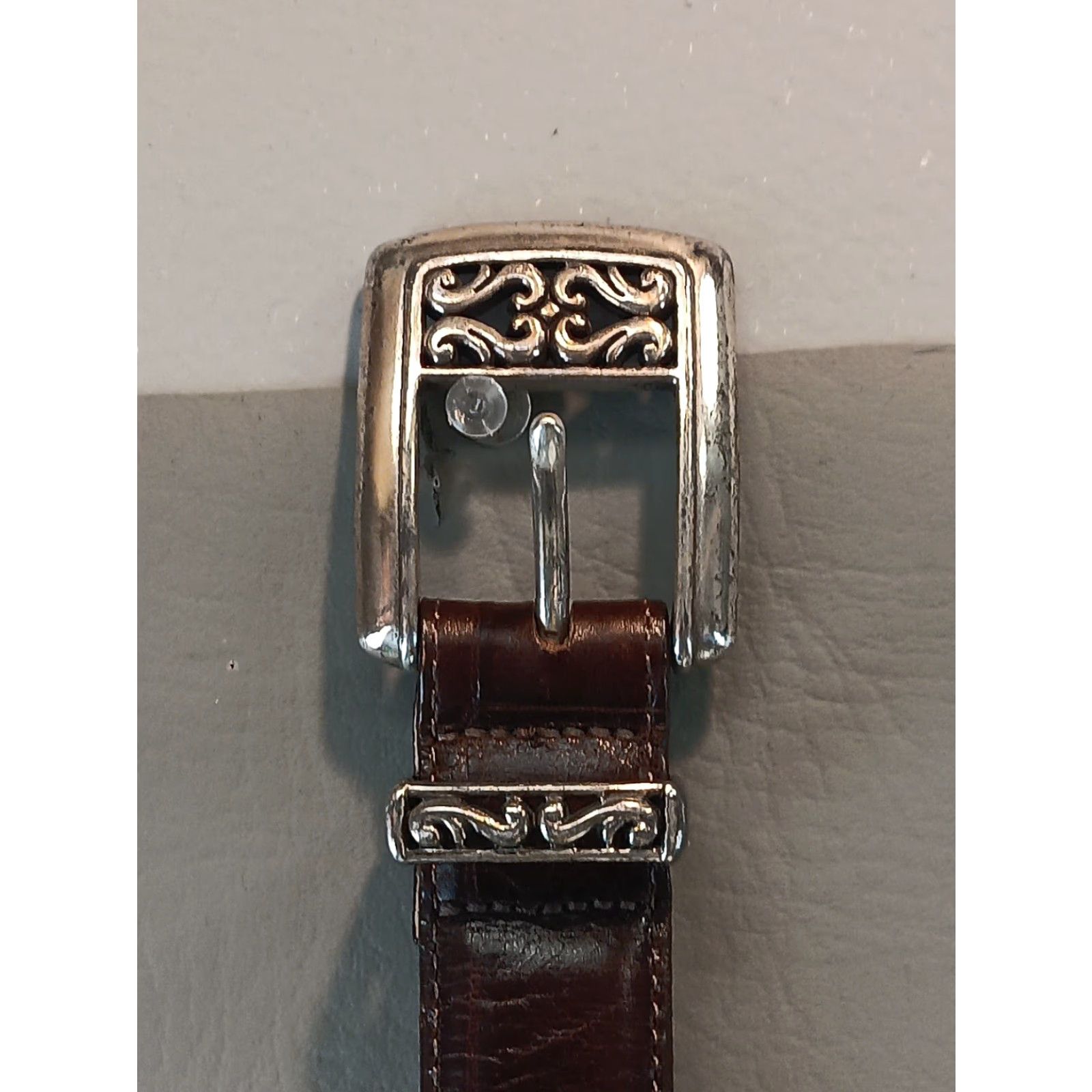 Brighton BRIGHTON Belt Women's Large Brown Leather Conchos Braided Western Silver Buckle Size ONE SIZE - 4 Thumbnail